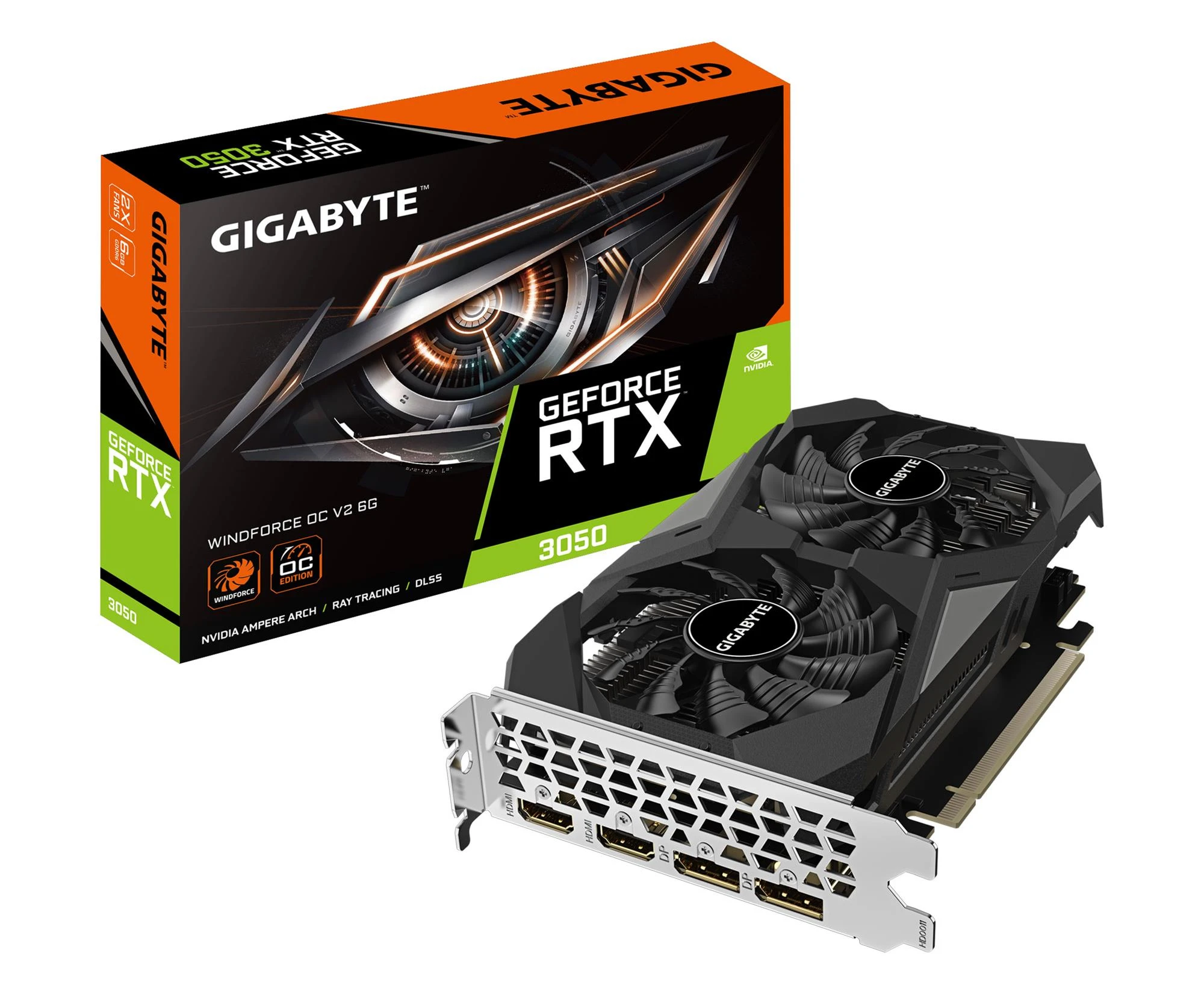 Відеокарта Gigabyte GeForce RTX 3050 Windforce OC V2 6GB GDDR6 (GV-N3050WF2OCV2-6GD) EU