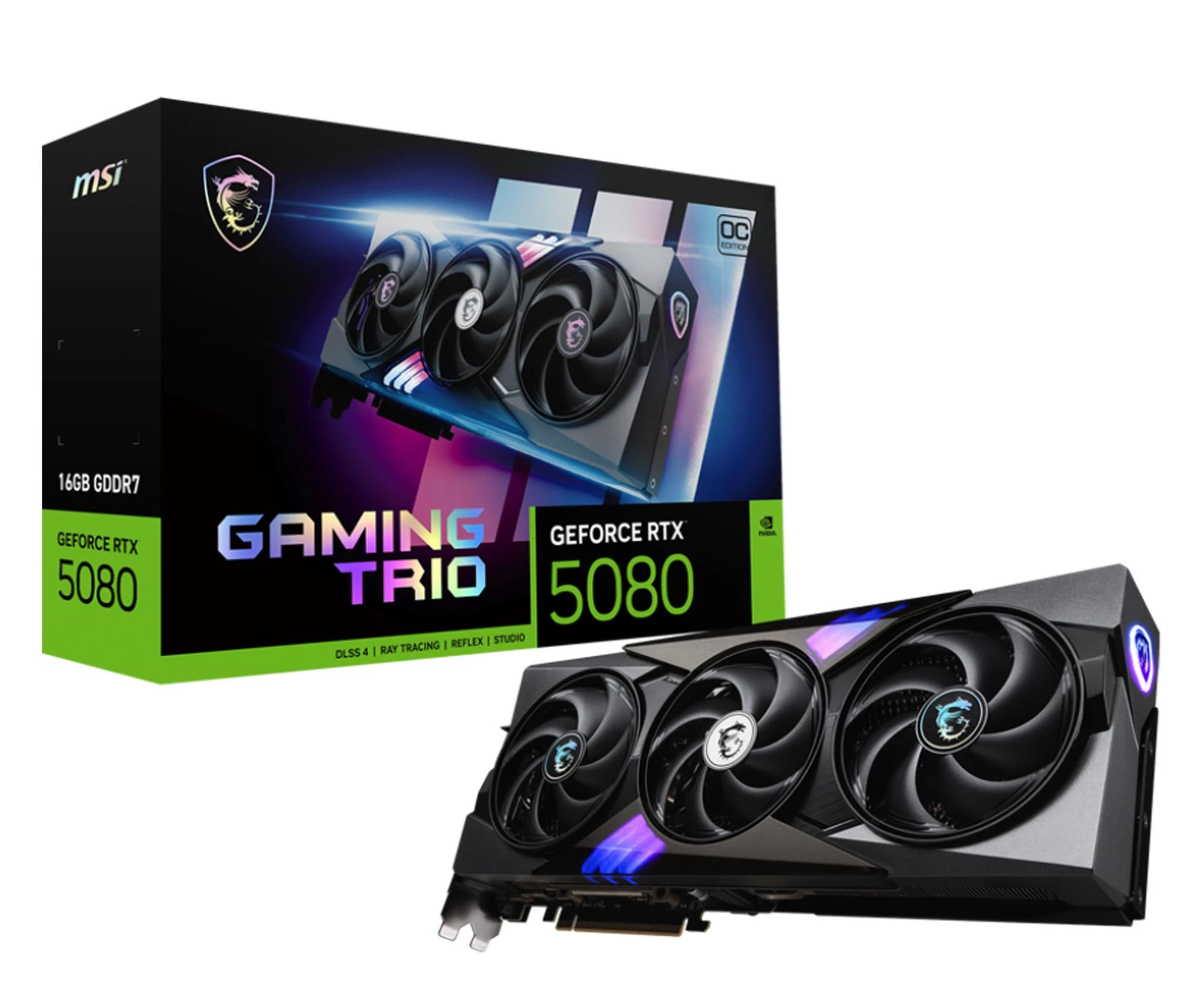 Відеокарта MSI GeForce RTX 5080 Gaming Trio OC 16GB GDDR7 DLSS4 (5080 16G GAMING TRIO OC) EU