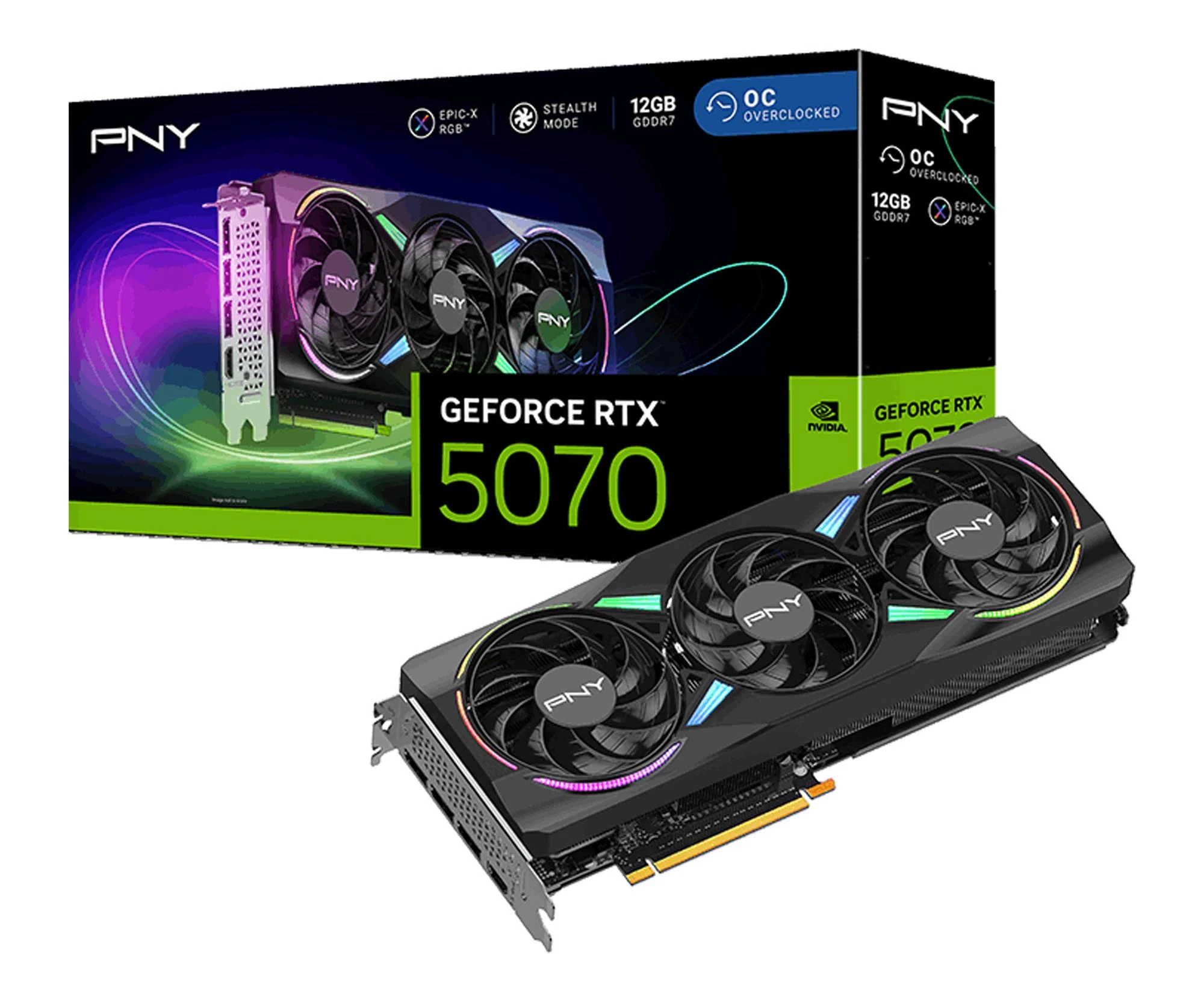Відеокарта PNY GeForce RTX 5070 ARGB OC 12GB GDDR7 DLSS4 (VCG507012TFXXPB1-O) EU