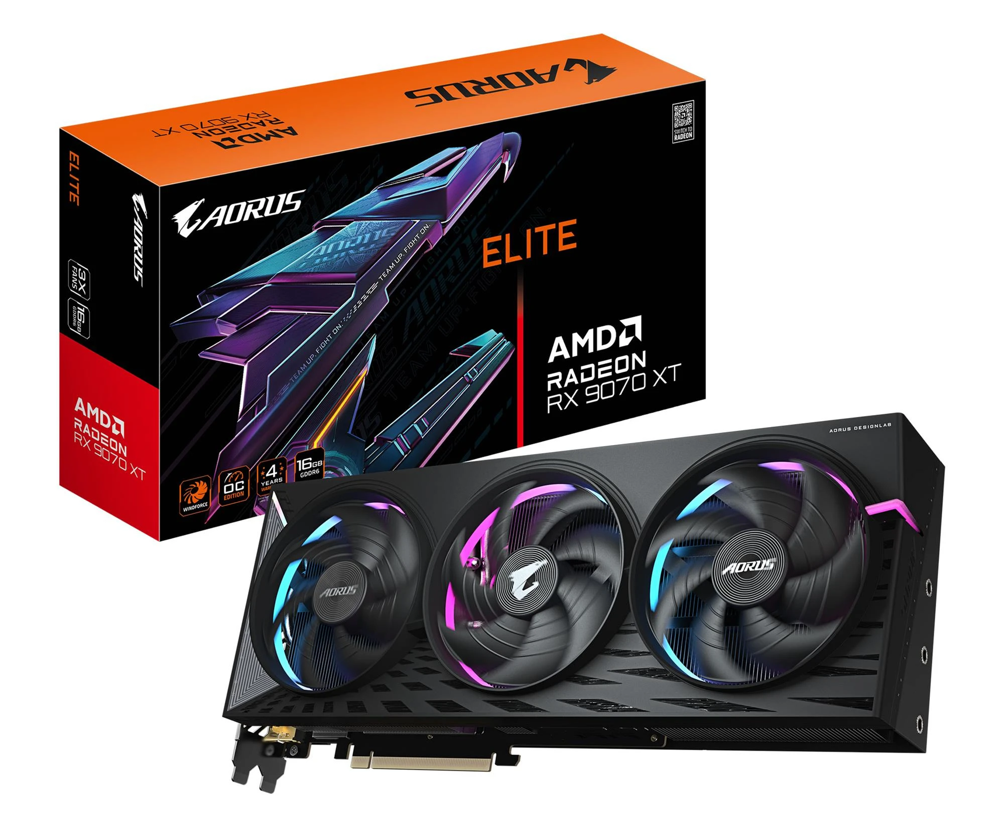 Відеокарта Gigabyte Radeon RX 9070 XT AORUS Elite 16GB GDDR6 (GV-R9070XTAORUS E-16GD) EU
