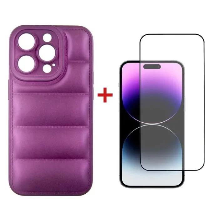 Чохол для мобільного телефона Dengos iPhone 14 Pro Case + Glass (Purple) (DG-KM-80) (UA)