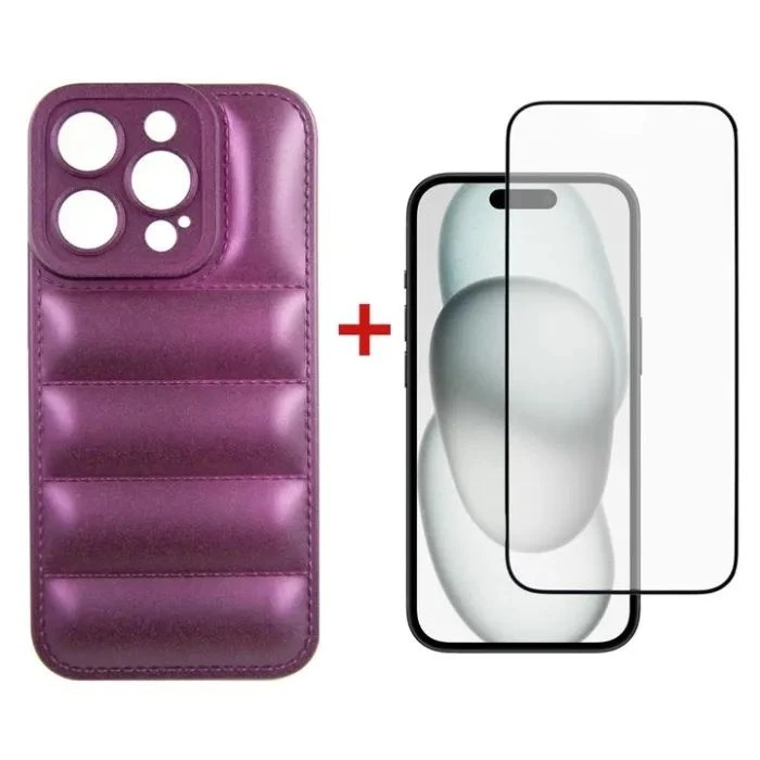Чехол для мобильного телефона Dengos iPhone 15 Pro Case + Glass (Purple) (DG-KM-81) (UA)