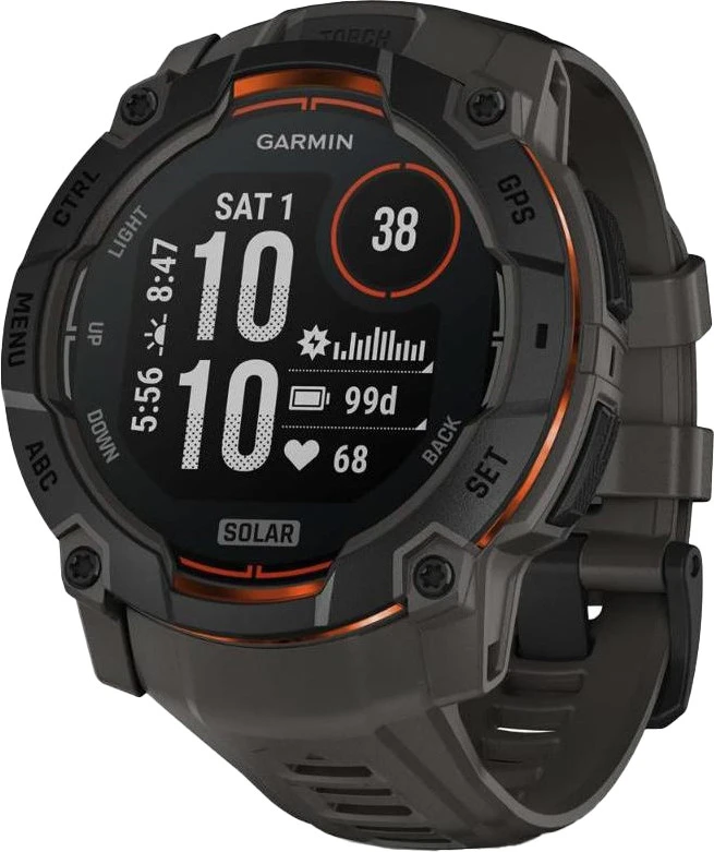 Смарт-часы Garmin Instinct 3 50mm Solar Black with Charcoal Band (010-02935-00)