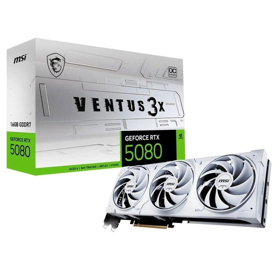 Відеокарта GeForce RTX 5080 16GB GDDR7 Ventus 3X OC White MSI (GeForce RTX 5080 16G VENTUS 3X OC WHITE)