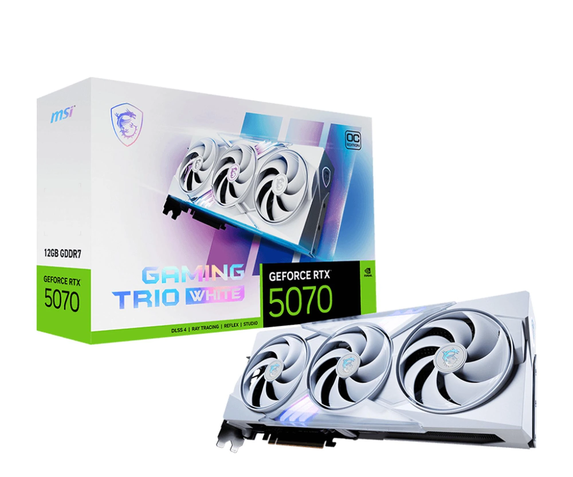 Відеокарта MSI GeForce RTX 5070 Gaming Trio OC White 12GB GDDR7 DLSS4 (5070 12G GAMING TRIO OC WHITE) EU