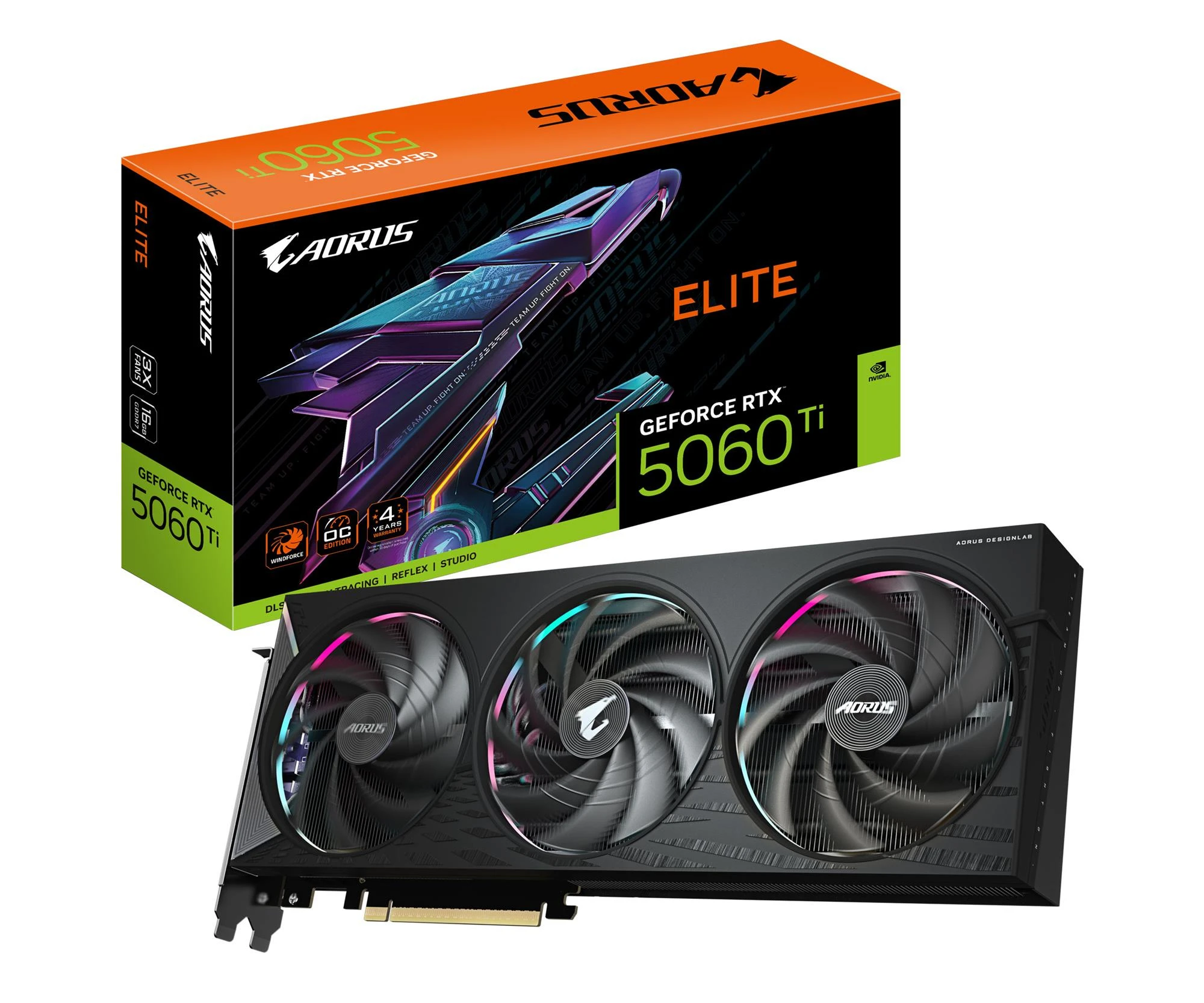 Видеокарта Gigabyte GeForce RTX 5060 Ti AORUS Elite 16GB GDDR7 DLSS4 (GV-N506TAORUS E-16GD) EU