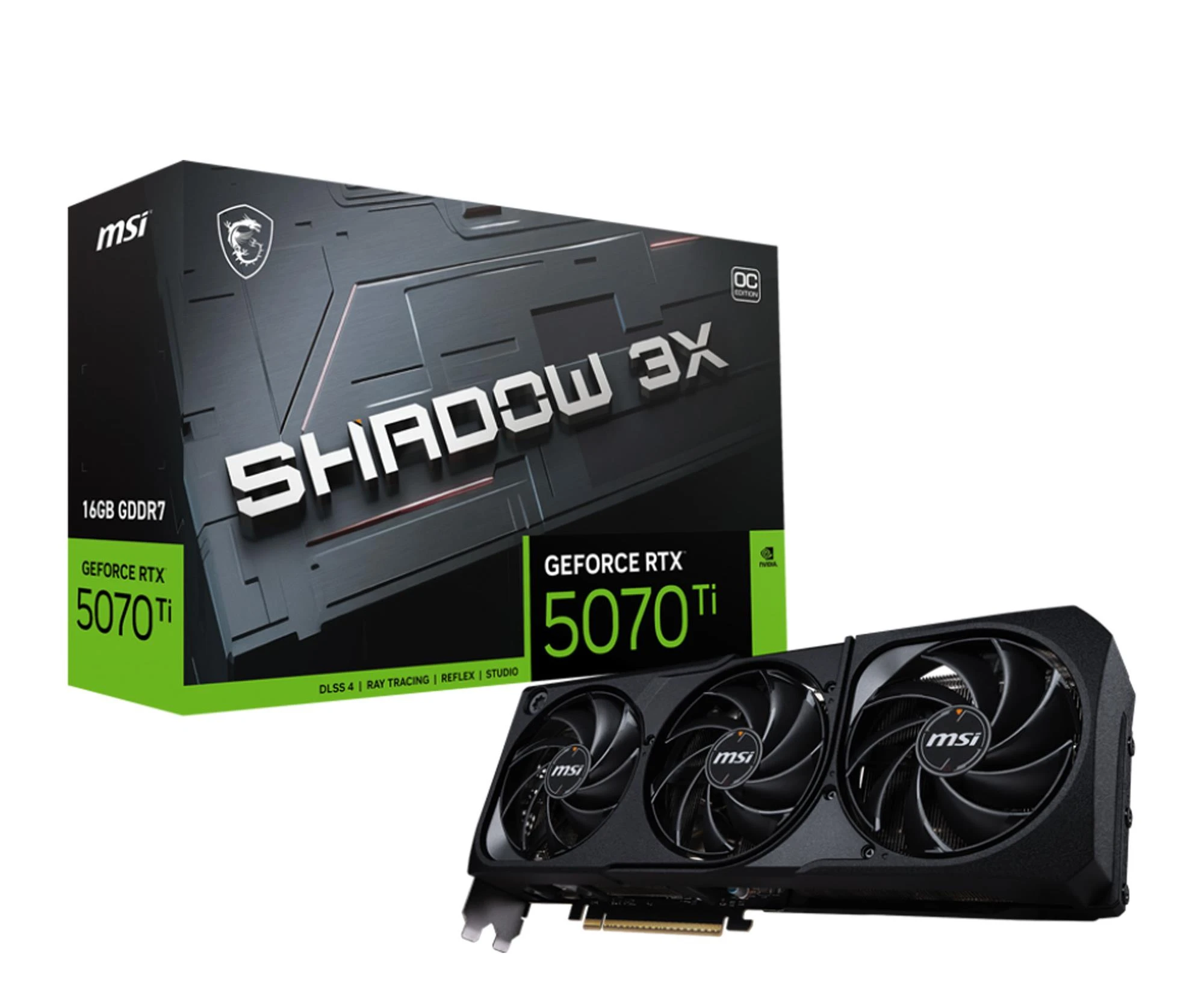 Видеокарта MSI GeForce RTX 5070 Ti Shadow 3X OC 16GB GDDR7 DLSS4 (5070 Ti 16G SHADOW 3X OC) (EU)