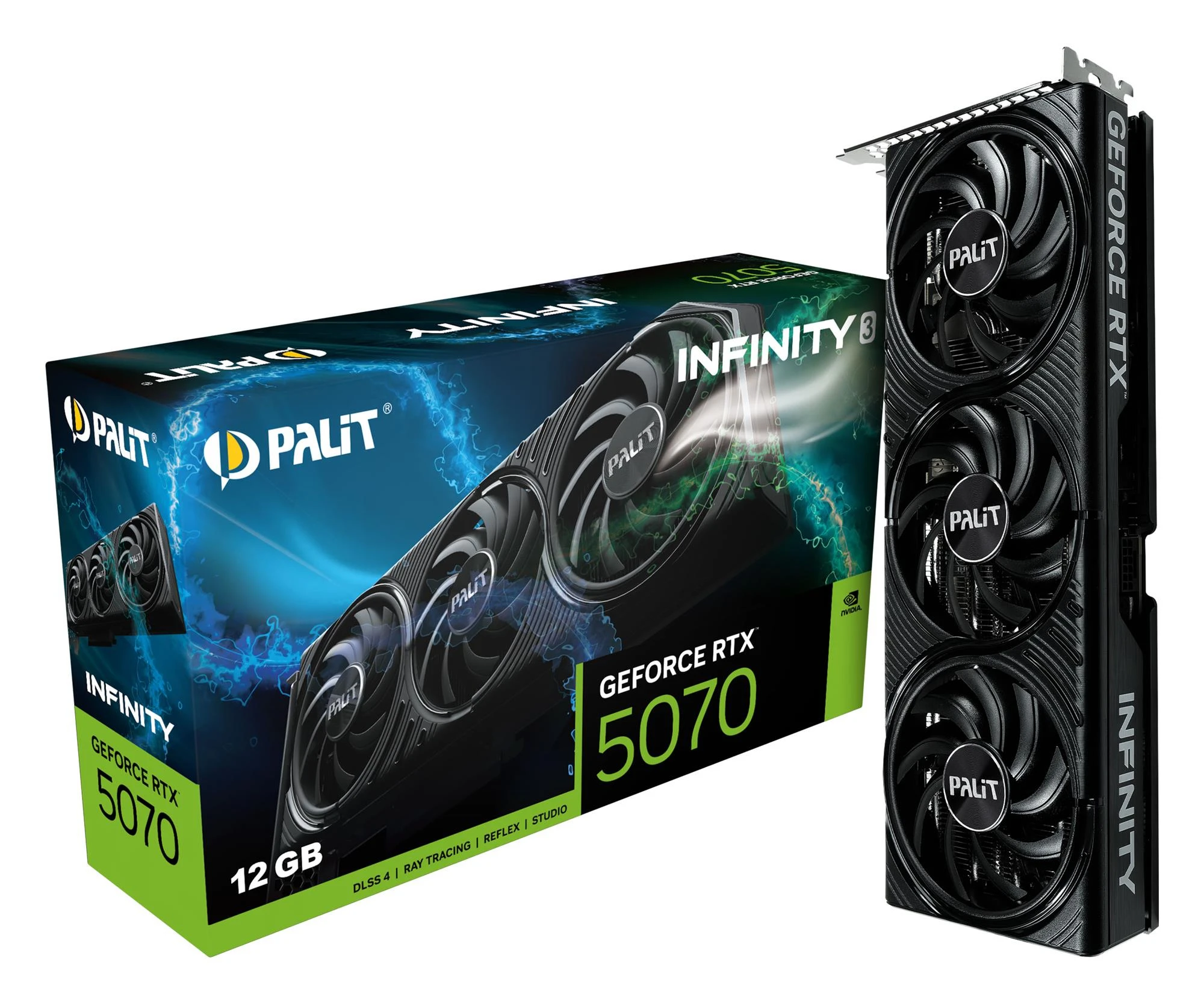 Відеокарта Palit GeForce RTX 5070 Infinity 3 12GB GDDR7 DLSS4 (NE75070019K9-GB2050S) EU