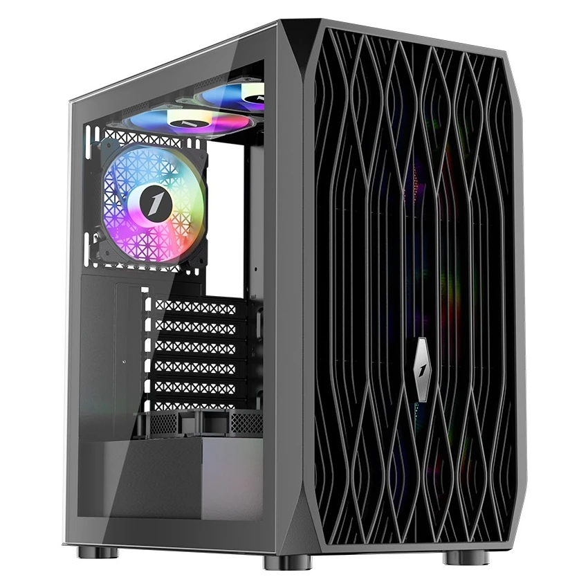 Корпус 1stPlayer AY7-BK-4F1 Black без БП (UA)