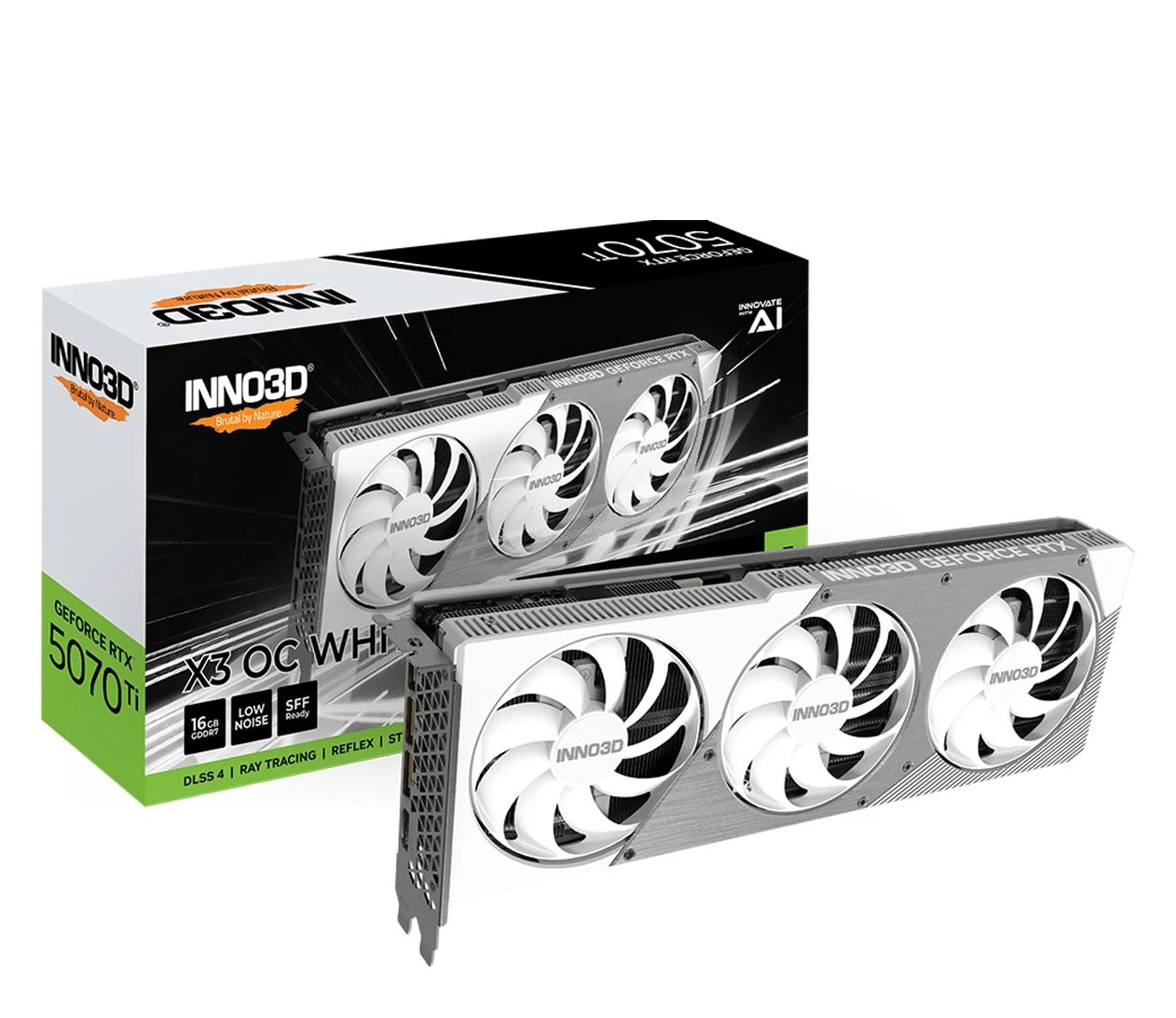 Відеокарта INNO3D GeForce RTX 5070 Ti X3 OC White 16GB GDDR7 DLSS4 (N507T3-16D7X-176068W) EU