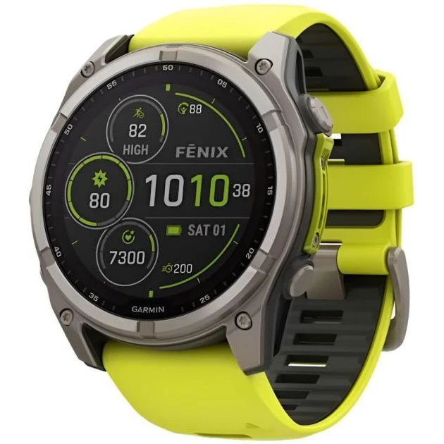 Garmin Fenix 8 51mm Solar Sapphire Titanium w. Amp Yellow/Graphite Silicone Band (010-02907-20/21)