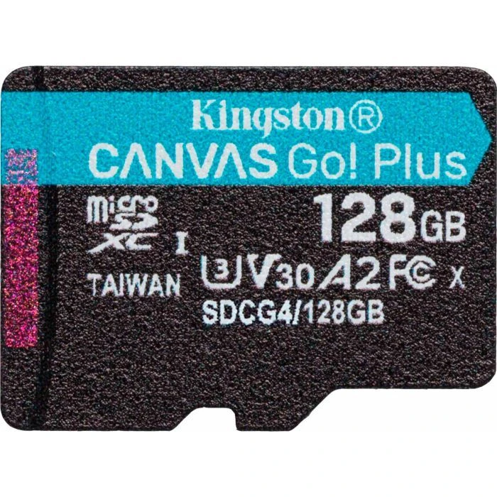 Карта пам'яті Kingston 128GB microSDXC class 10 UHS-I U3 V30 A2 Canvas Go Plus G4 (SDCG4/128GBSP) (UA)