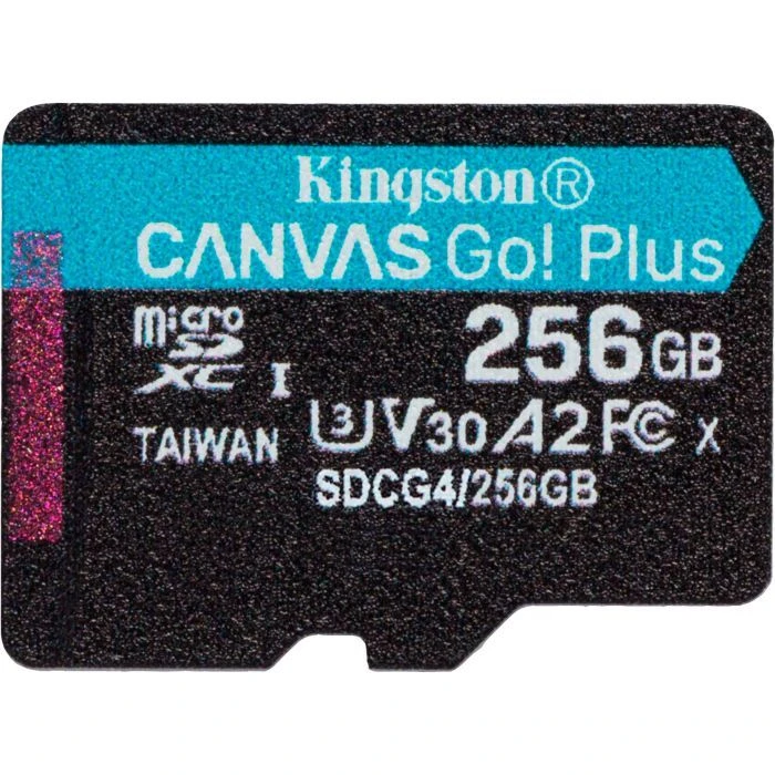 Карта памяти Kingston 256GB microSDXC сlass 10 UHS-I U3 V30 A2 Canvas Go Plus G4 (SDCG4/256GBSP)