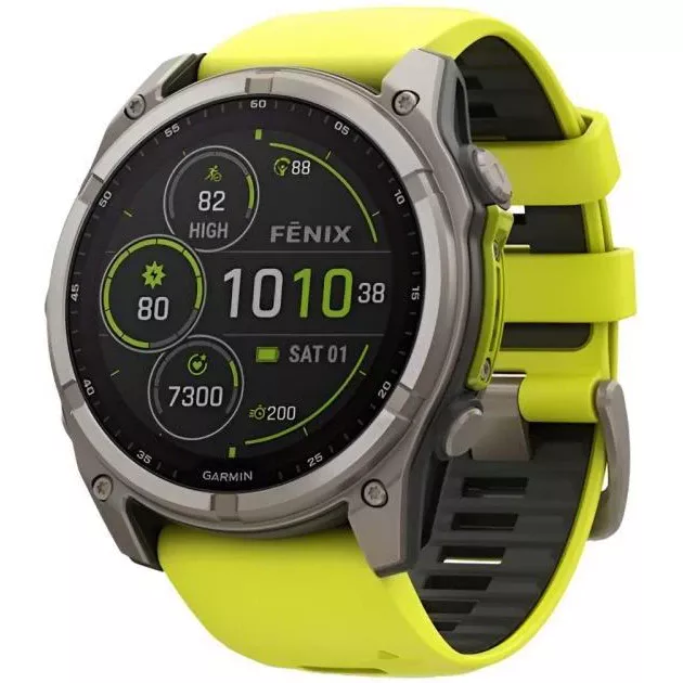 Garmin Fenix 8 51mm Solar Sapphire Titanium w. Amp Yellow/Graphite Silicone Band (010-02907-20/21)