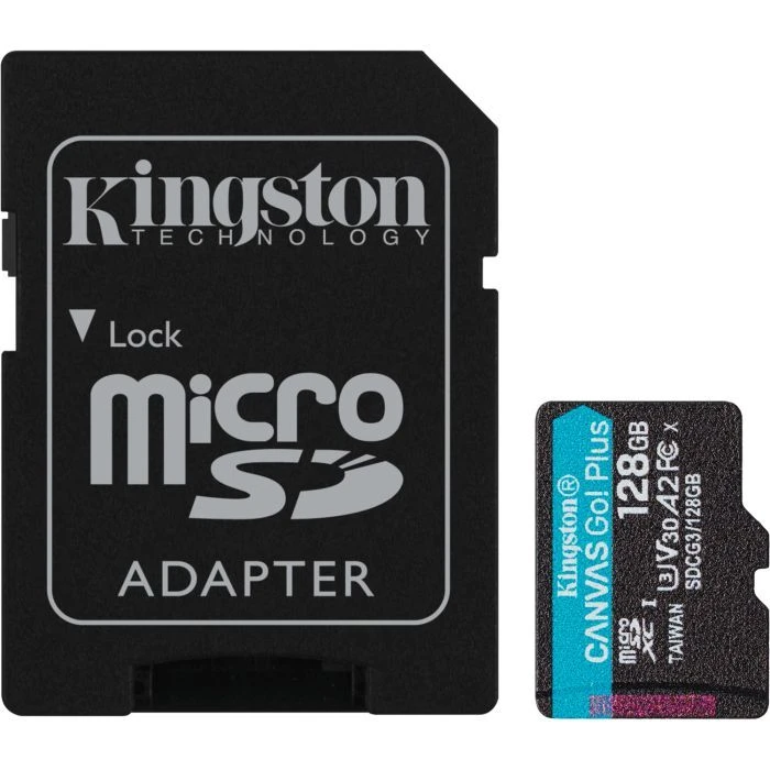 Карта пам'яті Kingston 128GB microSDXC class 10 UHS-I U3 V30 A2 Canvas Go Plus G4 (SDCG4/128GB)