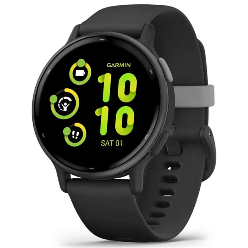 Garmin Vivoactive 5 Slate Aluminum Bezel with Black Case and Silicone Band (010-02862-5A)
