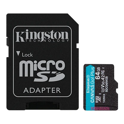 Карта памяти MicroSDXC 64GB UHS-I/U3 Class 10 Kingston Canvas Go! Plus R200/W200MB/s + SD-адаптер (SDCG4/64GB)