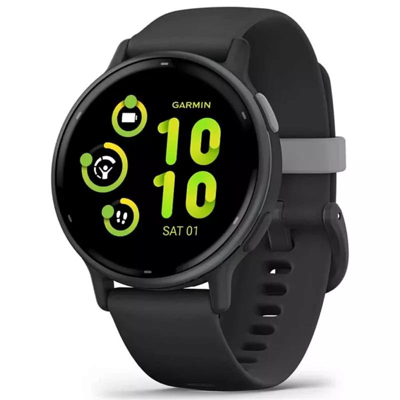 Garmin Vivoactive 5 Slate Aluminum Bezel with Black Case and Silicone Band (010-02862-5A)