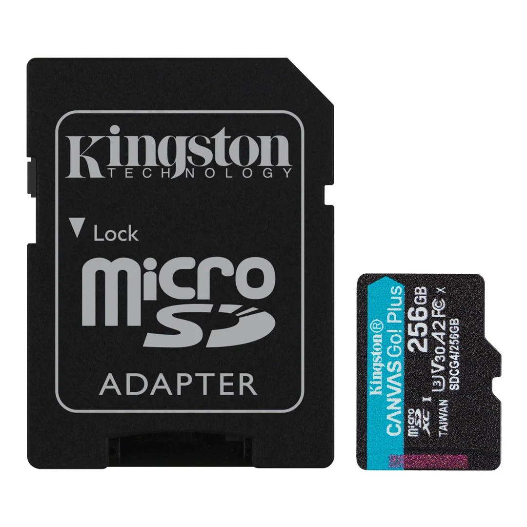 Карта пам'яті MicroSDXC 256GB UHS-I/U3 Class 10 Kingston Canvas Go! Plus R200/W160MB/s + SD-адаптер (SDCG4/256GB) (UA)