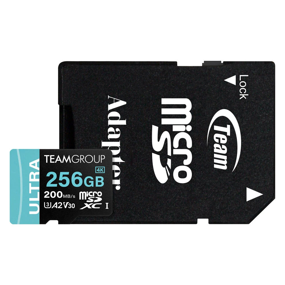 Карта памяти MicroSDXC 256GB UHS-I/U3 Class 10 Team Ultra R200/W150MB/s + SD-адаптер (TULMSDX256GIA2V3022503)