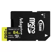 MicroSDXC 64GB UHS-I/U3 Class 10 Team Pro+ R160/W55MB/s + SD-адаптер (TPPMSDX64GIA2V3003) (UA)