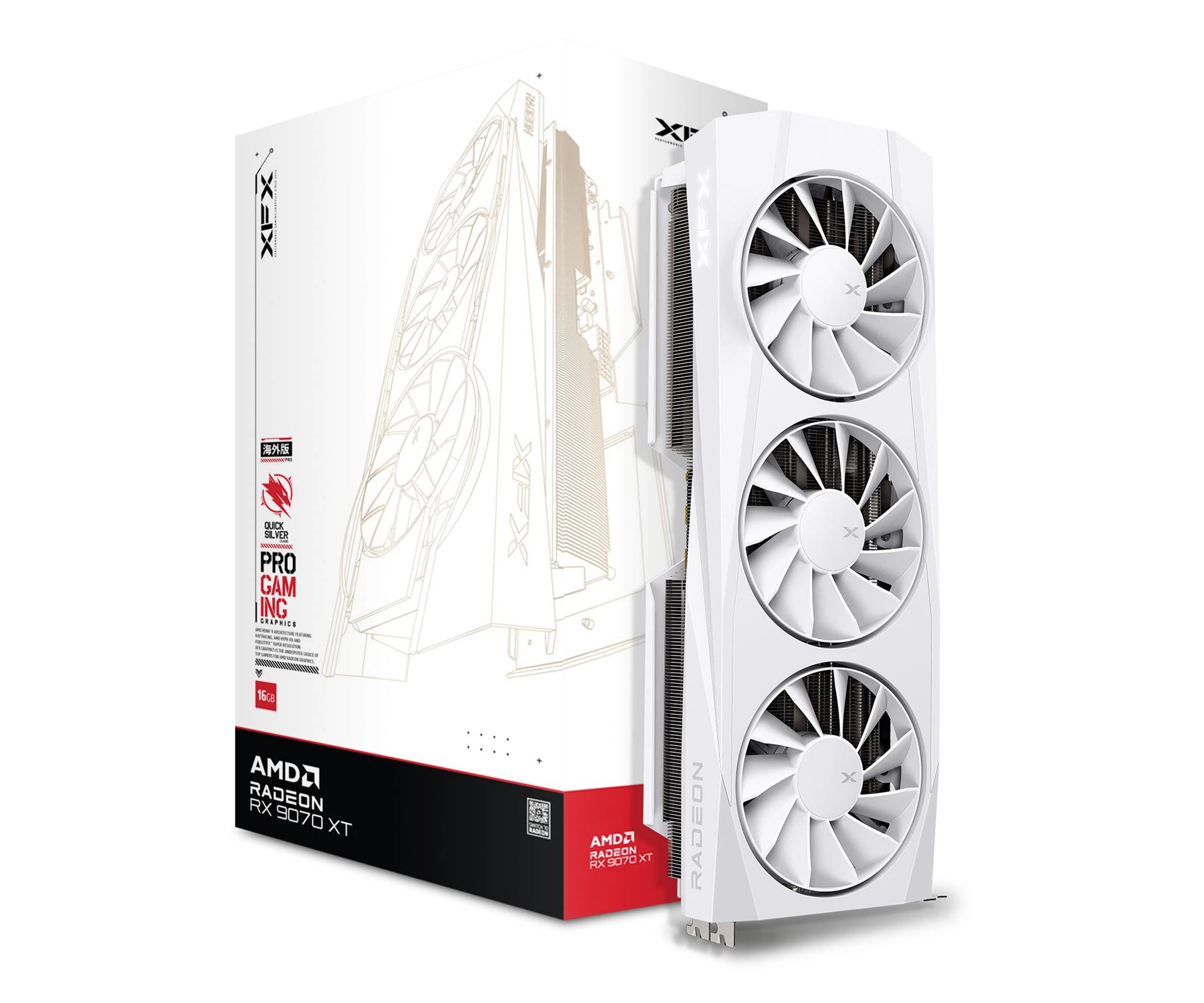 Відеокарта XFX Radeon RX 9070 XT QuickSilver Gaming White 16GB GDDR6 (RX-97TQICKW9) EU