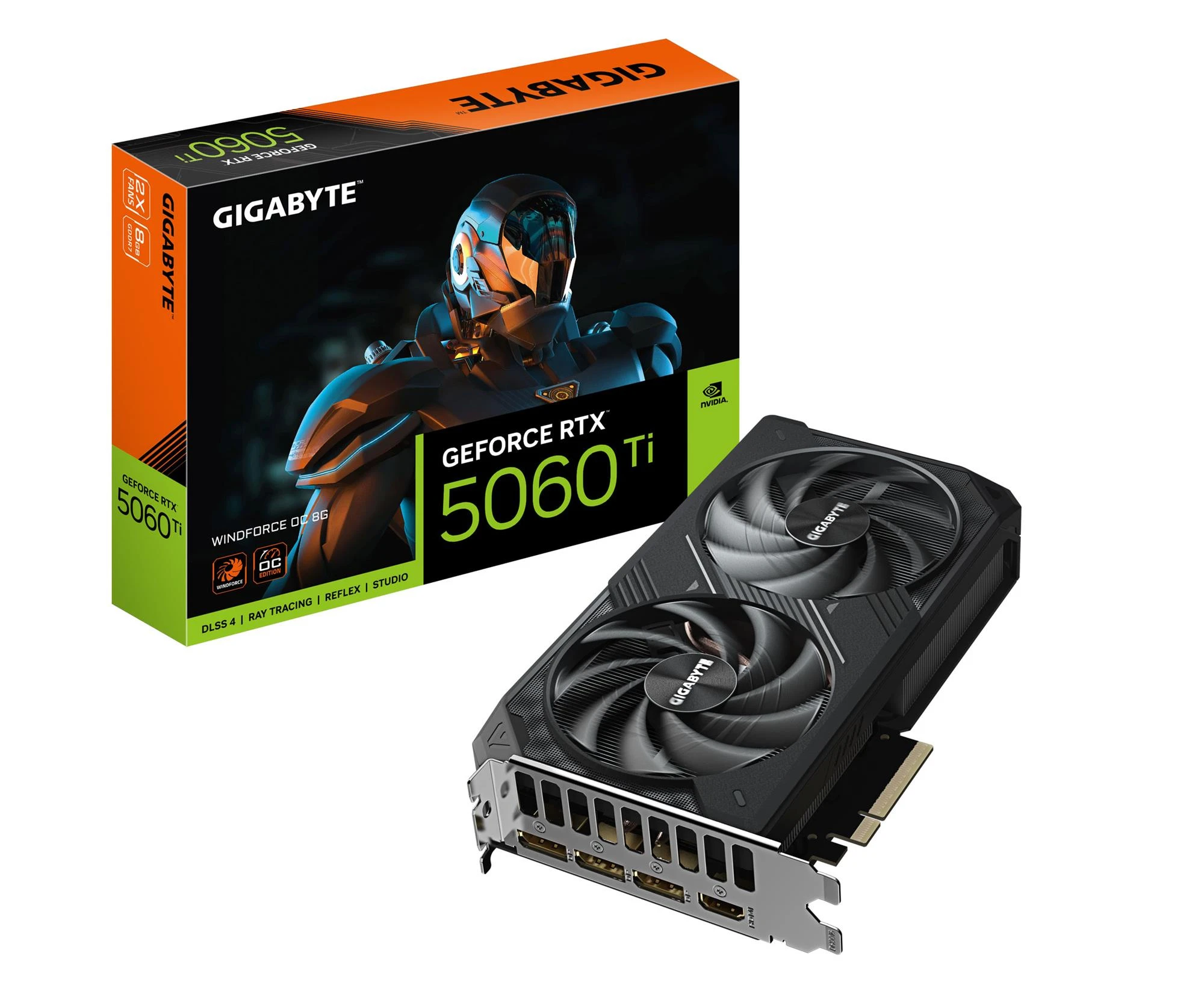 Видеокарта Gigabyte GeForce RTX 5060 Ti Windforce OC 8GB GDDR7 DLSS4 (GV-N506TWF2OC-8GD) EU