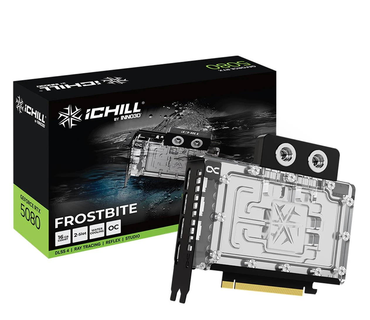 Відеокарта INNO3D GeForce RTX 5080 iCHILL Frostbite 16GB GDDR7 DLSS4 (C50803-16D7X-1760FB) EU