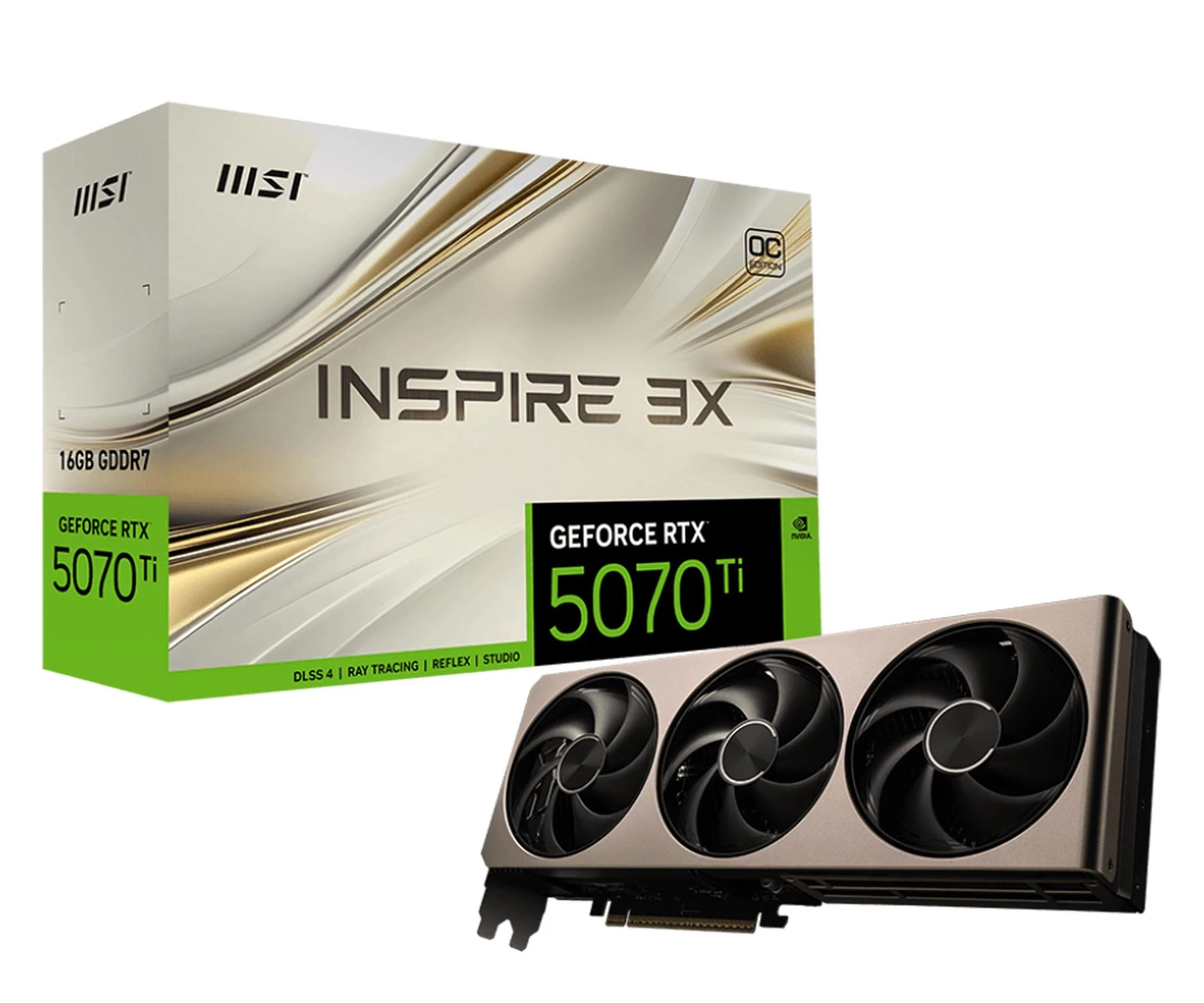 Видеокарта MSI GeForce RTX 5070 Ti Inspire 3X OC 16GB GDDR7 (5070 Ti 16G INSPIRE 3X OC) EU