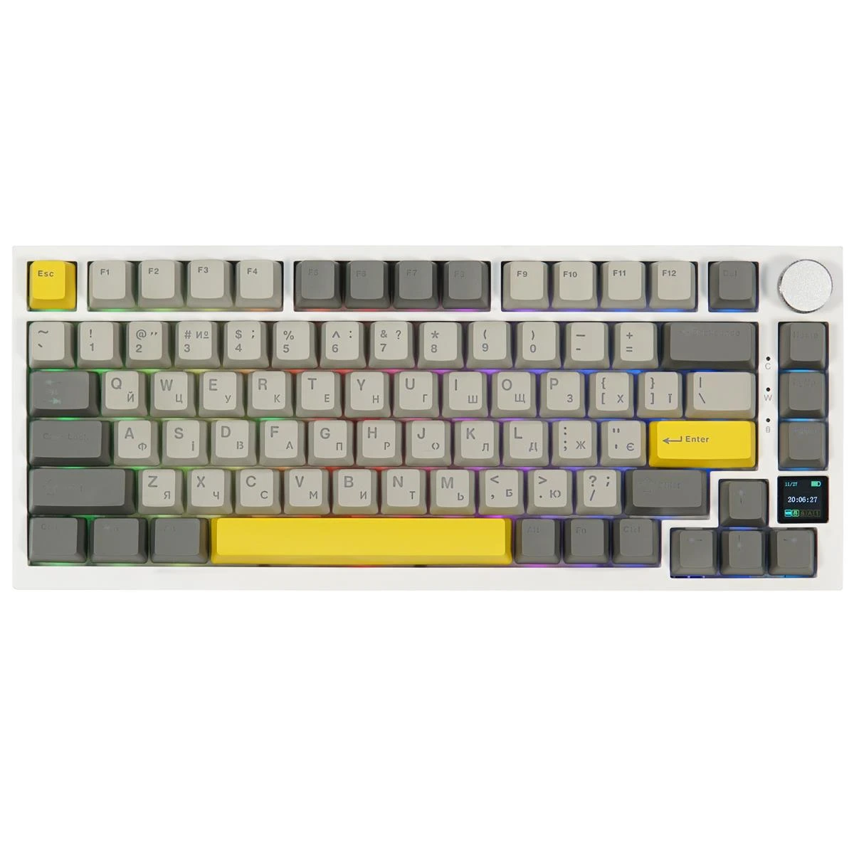 Клавиатура Epomaker AK820 Pro 75% Flying Fish Switch Hot-Swap (2.4G/BT/USB) RGB UA White (AK820-PRO-W-FF) (UA)