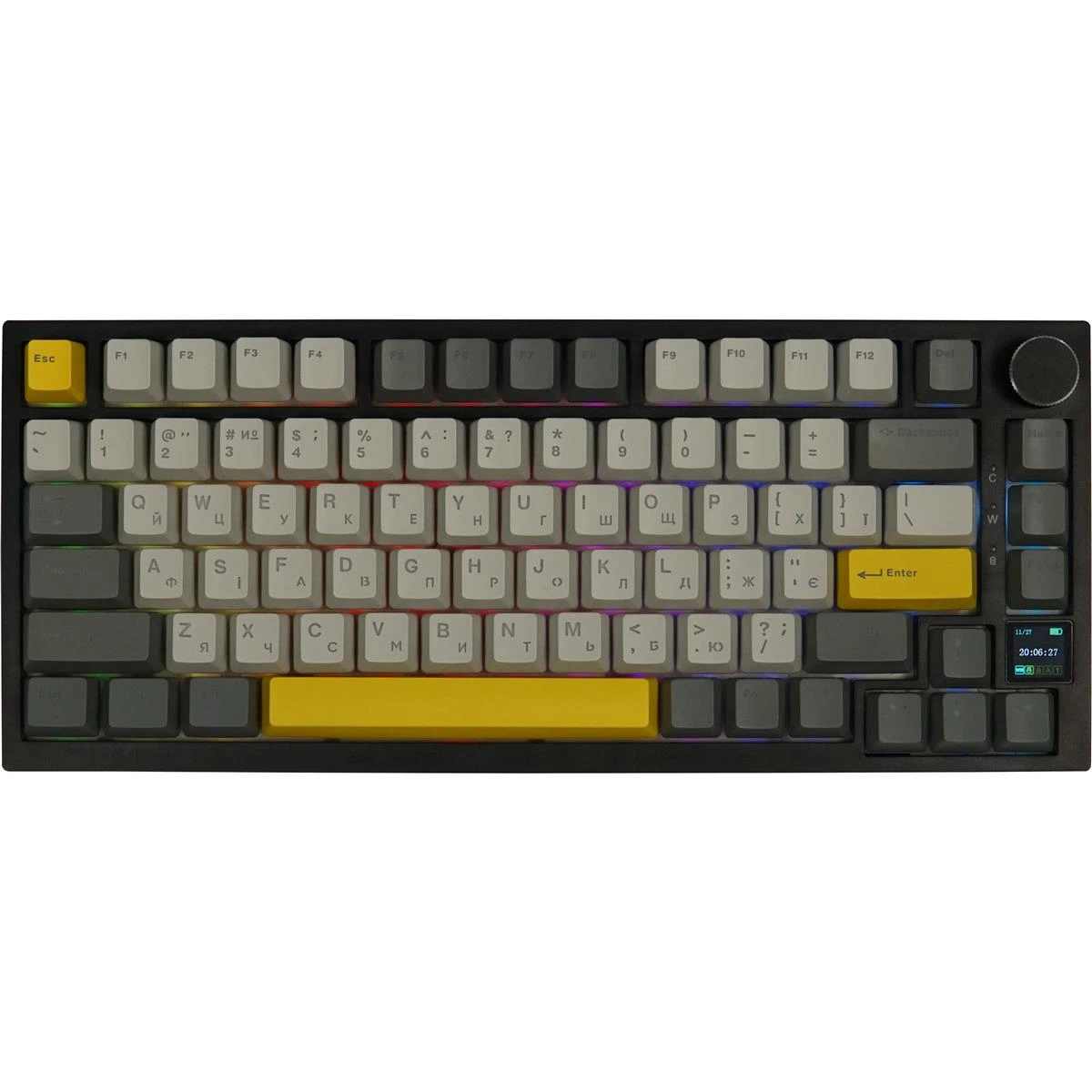 Клавіатура Epomaker AK820 Pro 75% Gift Switch Hot-Swap (2.4G/BT/USB) LCD Screen RGB UA Black (AK820-PRO-B-G) (UA)