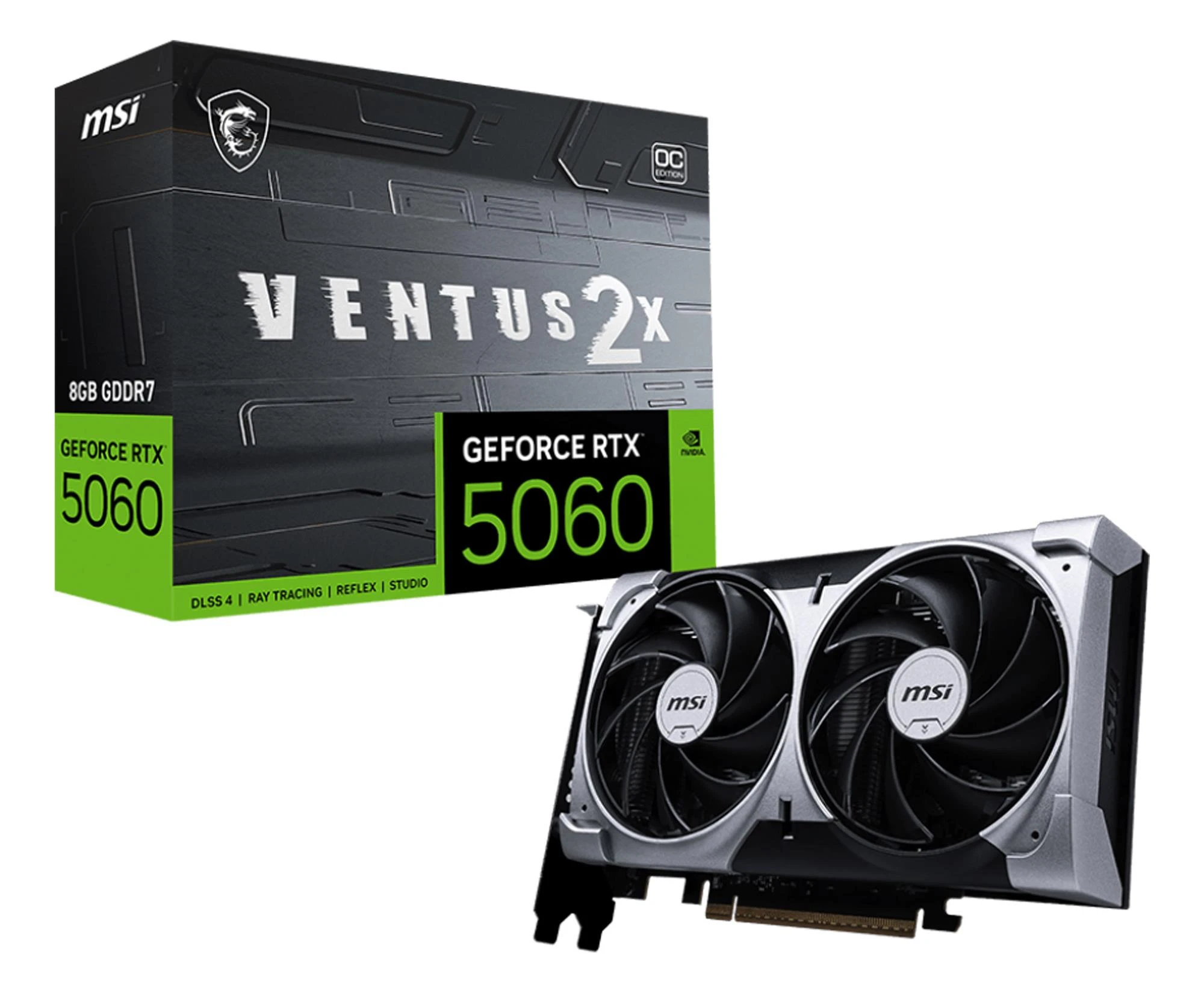 Відеокарта MSI GeForce RTX 5060 Ventus 2X OC 8GB GDDR7 DLSS4 (5060 8G VENTUS 2X OC) EU