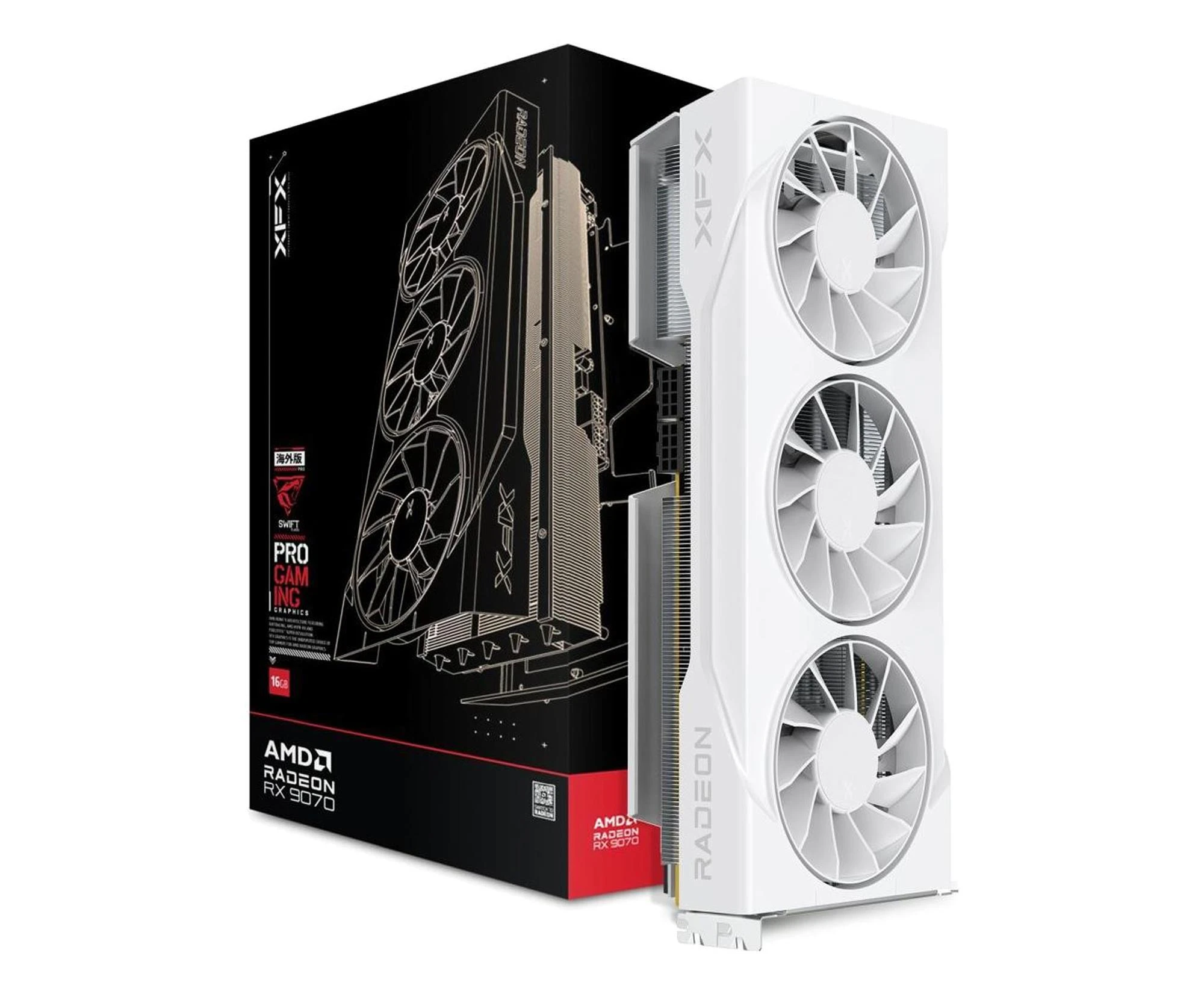 Відеокарта XFX Radeon RX 9070 Swift Gaming OC White 16GB GDDR6 (RX-97SWFT3W7) EU