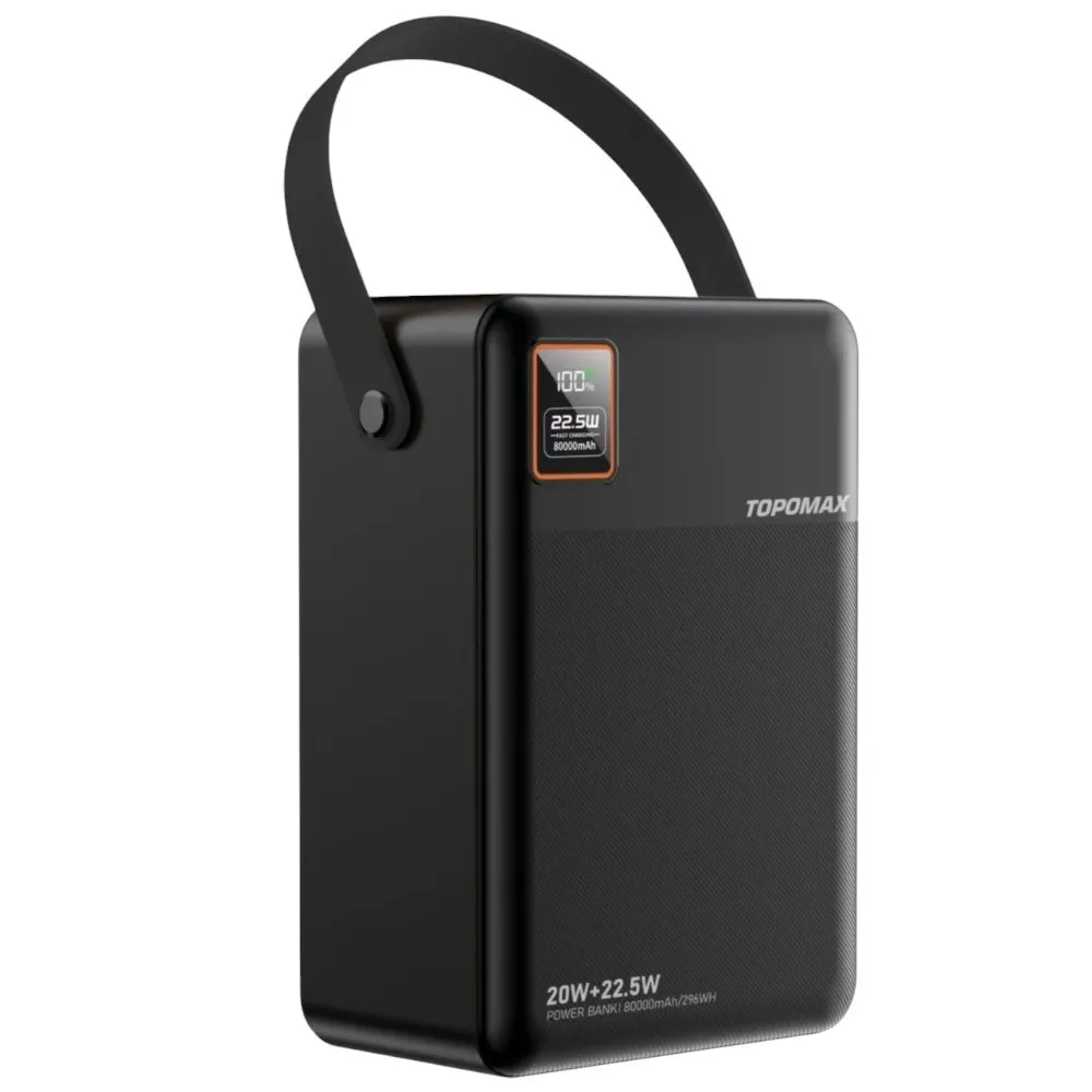 Мобільна батарея Topomax Travel Series 80000mAh (4USB/Type-C/Micro/Lightning/22.5W) Black