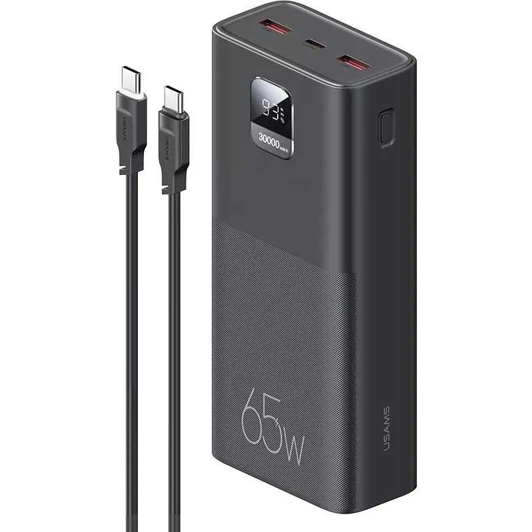 Мобильная батарея USAMS US-CD185 PB68 30000mAh 65W Black (ATXLOGTC01) (UA)