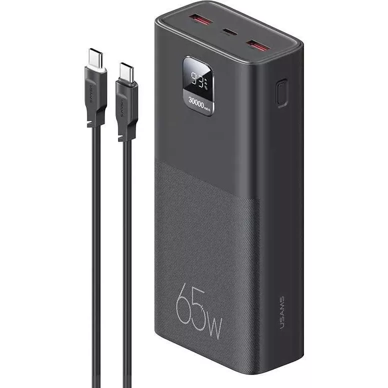 Мобільна батарея USAMS US-CD185 PB68 30000mAh 65W Black (ATXLOGTC01) (UA)