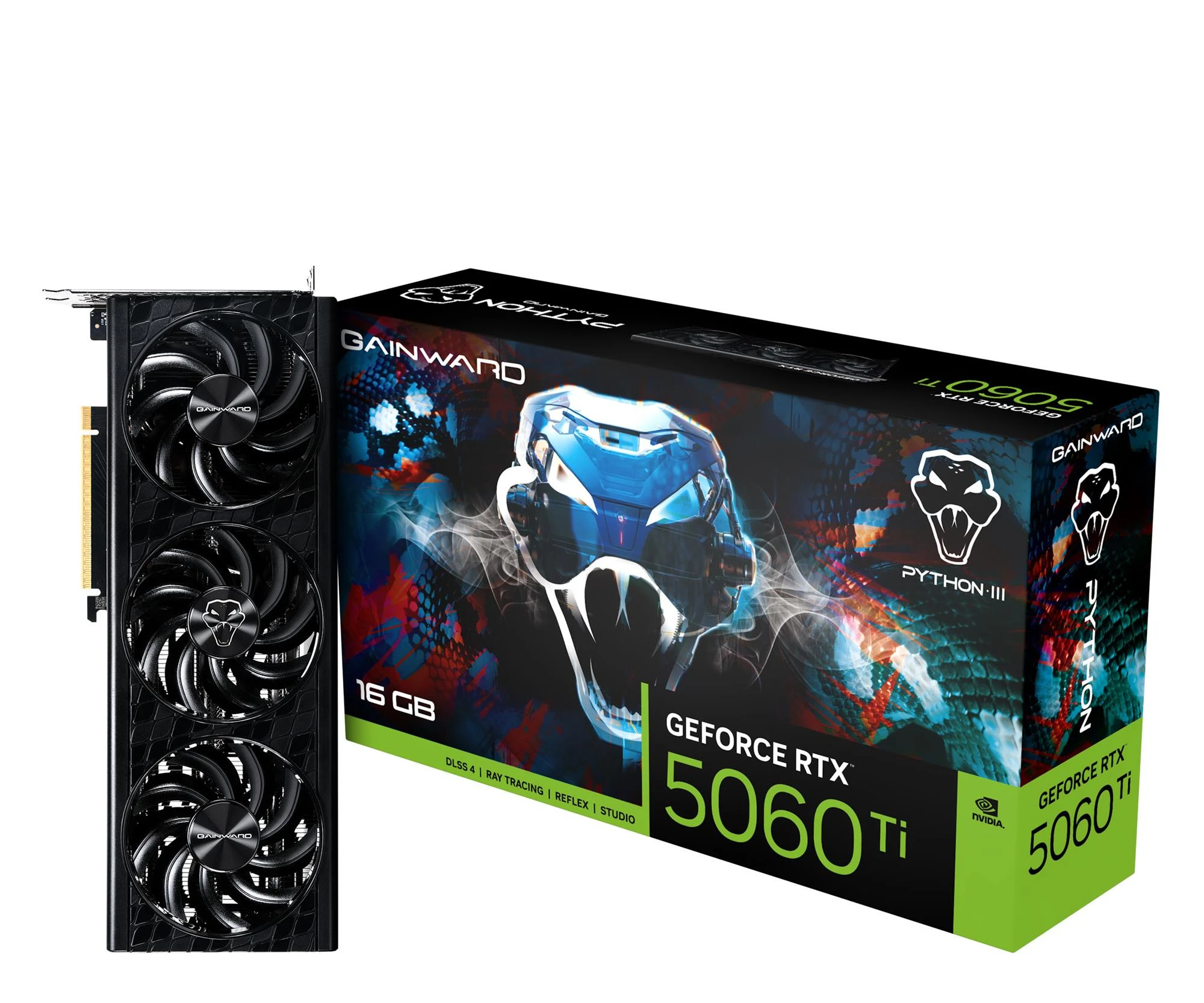 Відеокарта Gainward GeForce RTX 5060 Ti Python III 16GB GDDR7 DLSS4 (NE7506T019T1-GB2061T) EU