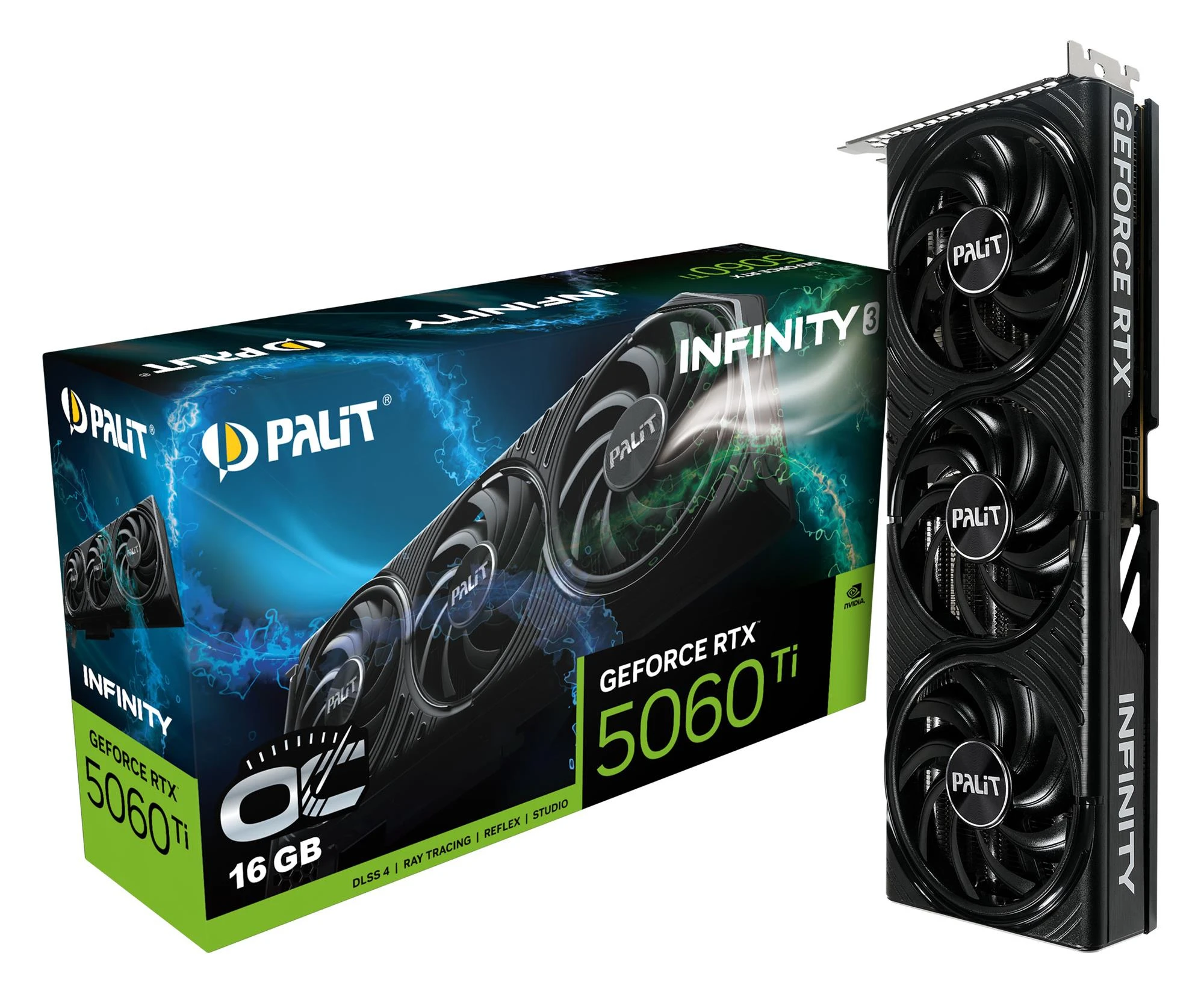 Видеокарта Palit GeForce RTX 5060 Ti Infinity 3 OC 16GB GDDR7 DLSS4 (NE7506TS19T1-GB2061S) EU