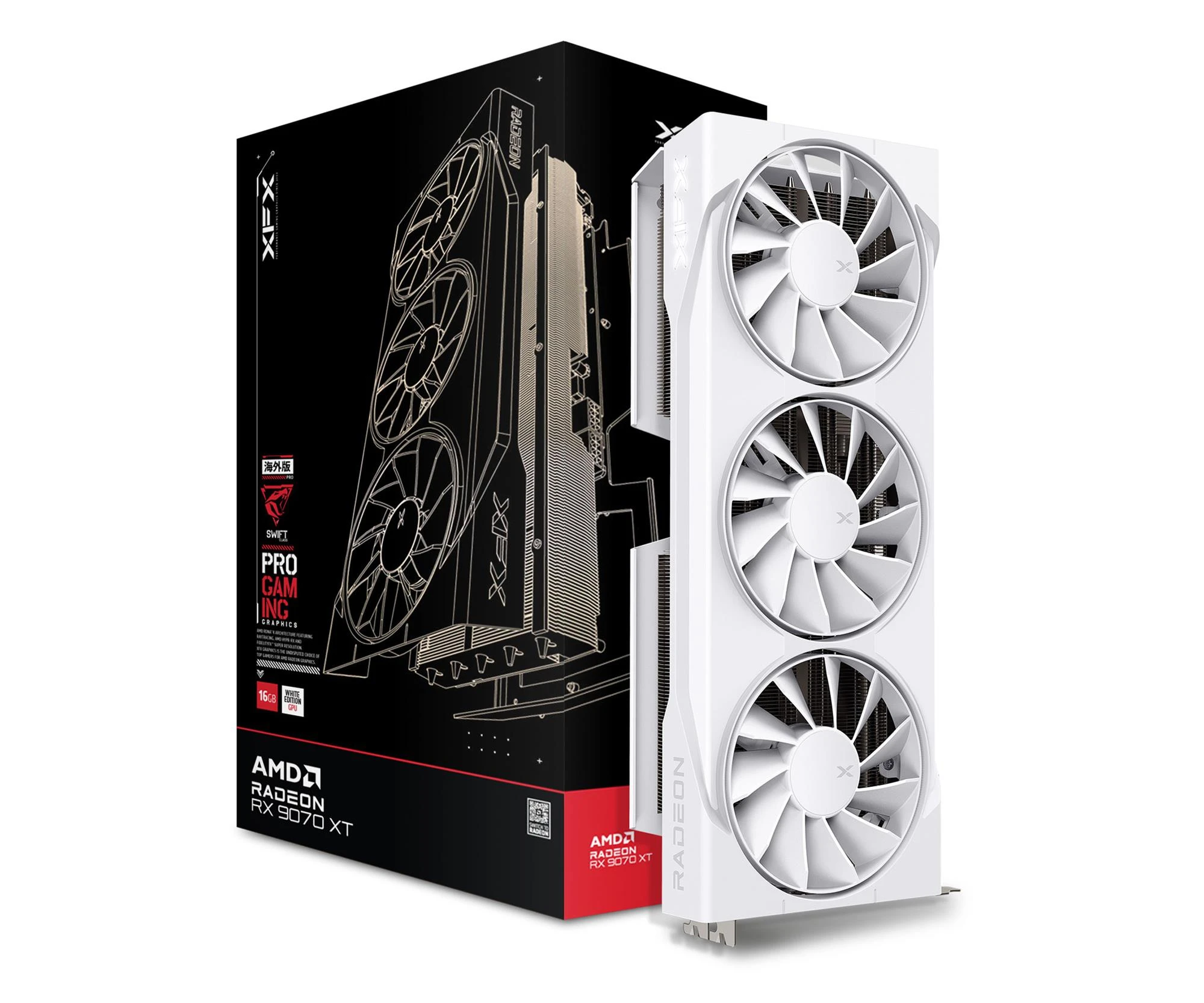 Відеокарта XFX Radeon RX 9070 XT Swift Gaming White 16GB GDDR6 (RX-97TSWF3W9) EU