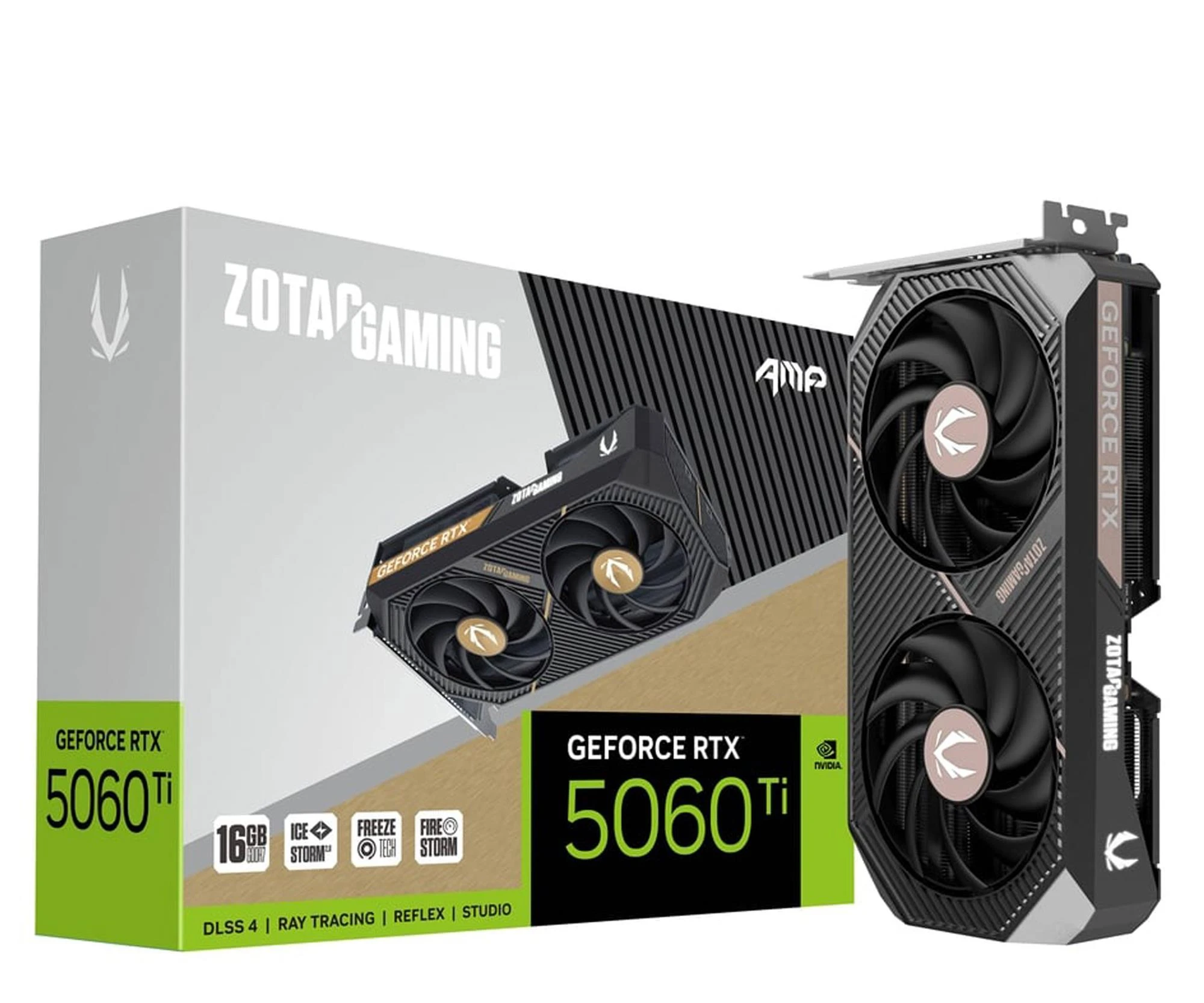 Видеокарта Zotac GeForce RTX 5060 Ti AMP 16GB GDDR7 DLSS4 (ZT-B50620F-10M) EU