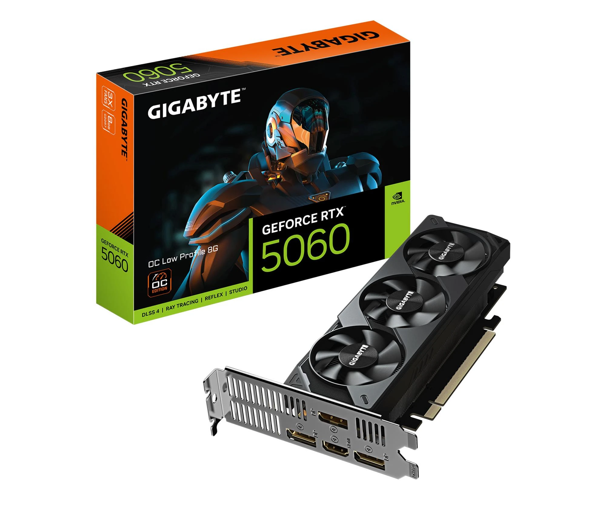 Видеокарта Gigabyte GeForce RTX 5060 OC Low Profile 8GB GDDR7 DLSS4 (GV-N5060OC-8GL) EU