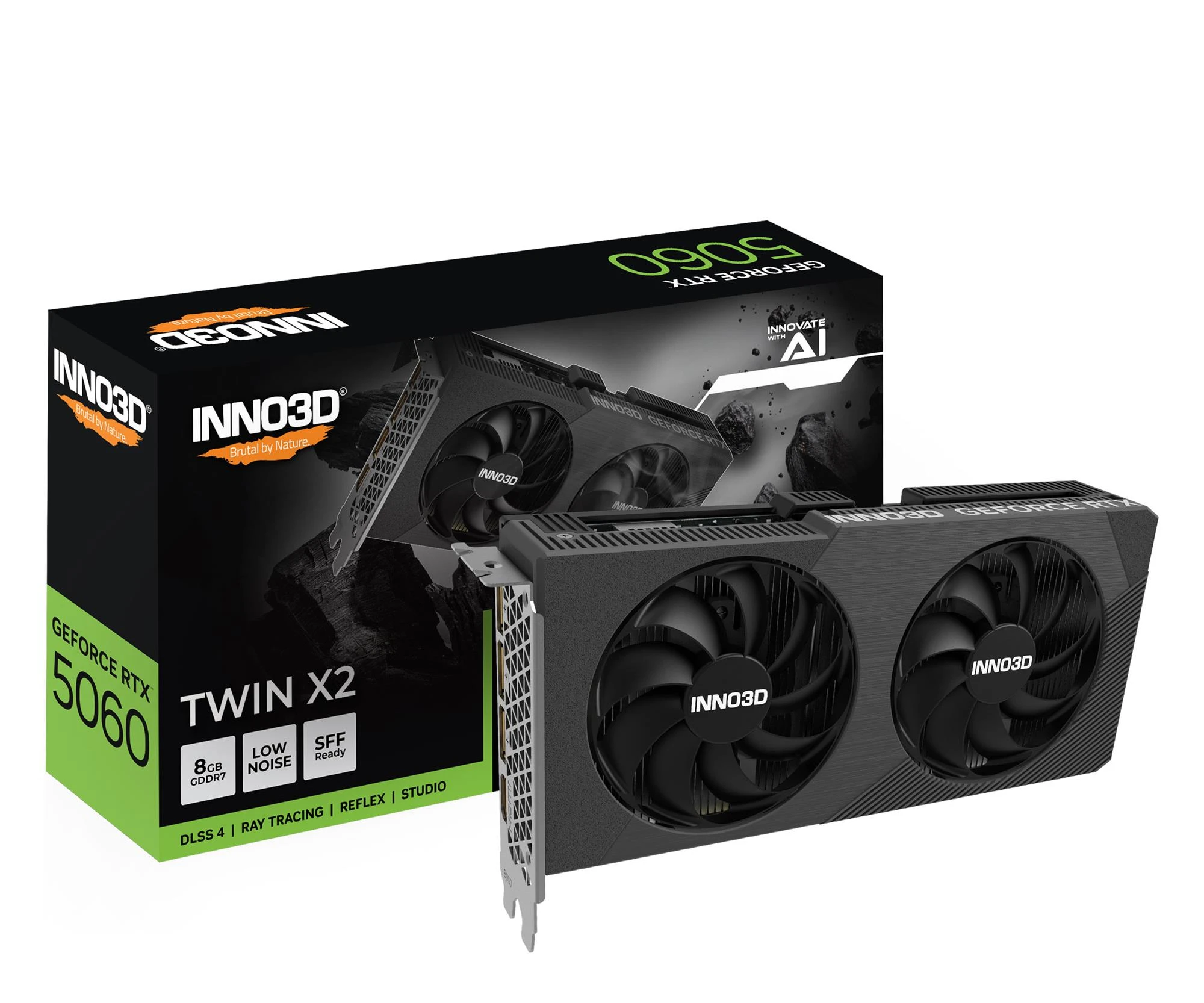 Відеокарта INNO3D GeForce RTX 5060 Twin X2 8GB GDDR7 DLSS4 (N50602-08D7-195071N) EU