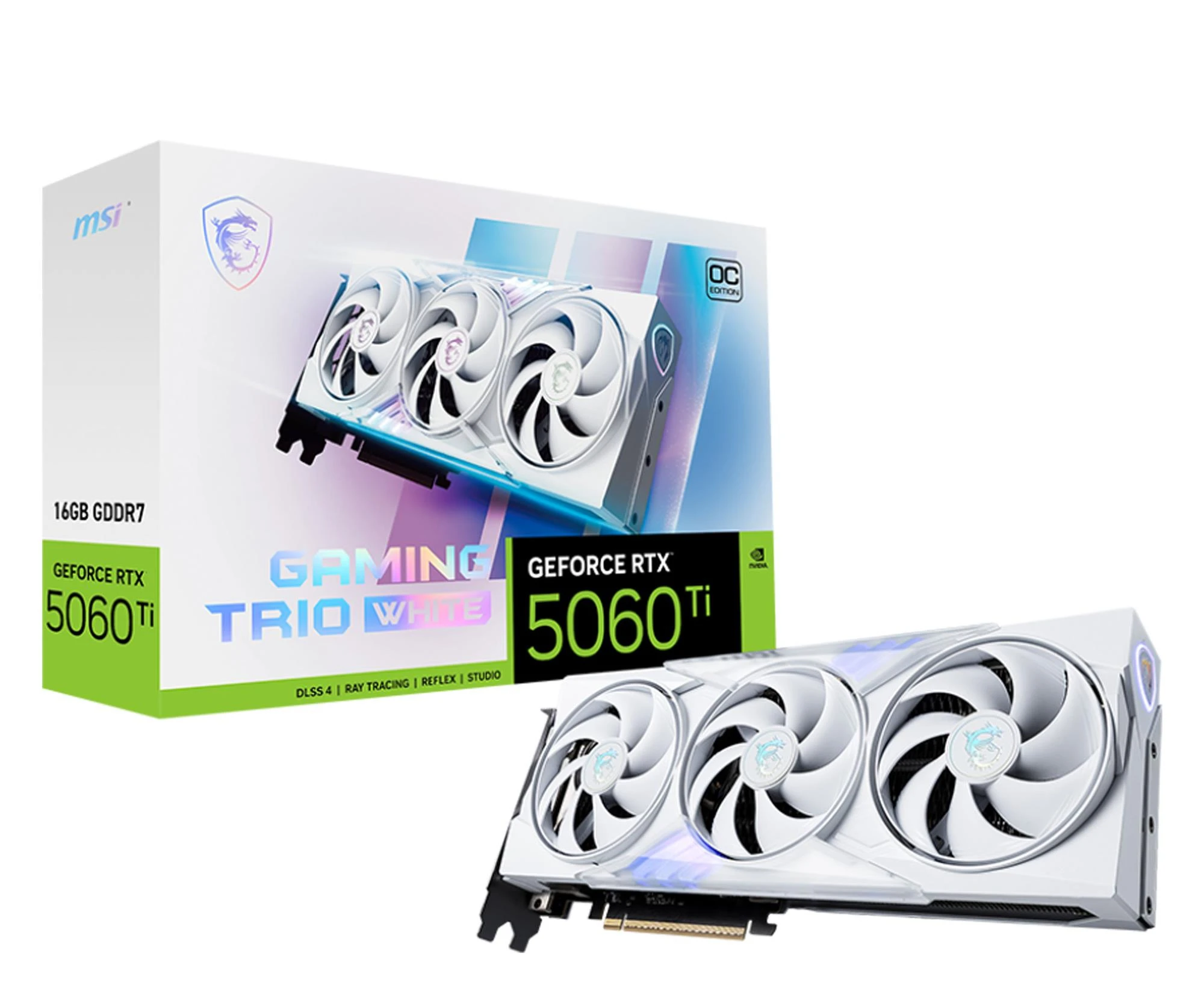 Відеокарта MSI GeForce RTX 5060 Ti Gaming Trio OC White 16GB GDDR7 DLSS4 (5060 Ti 16G GAMING TRIO OC WHITE) EU