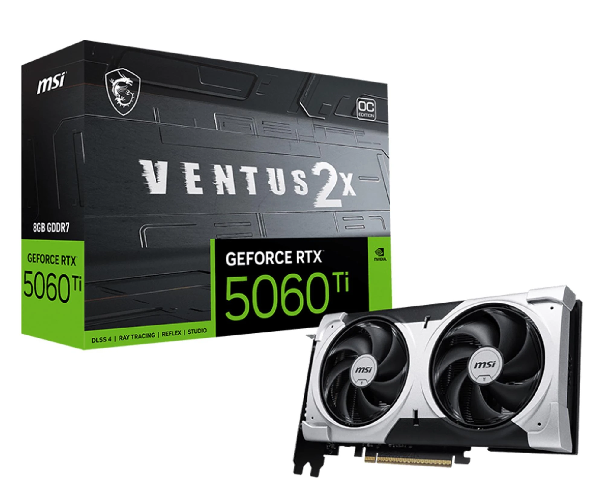 Відеокарта MSI GeForce RTX 5060 Ti Ventus 2X OC Plus 8GB GDDR7 DLSS4 (5060 Ti 8G VENTUS 2X OC PLUS) EU