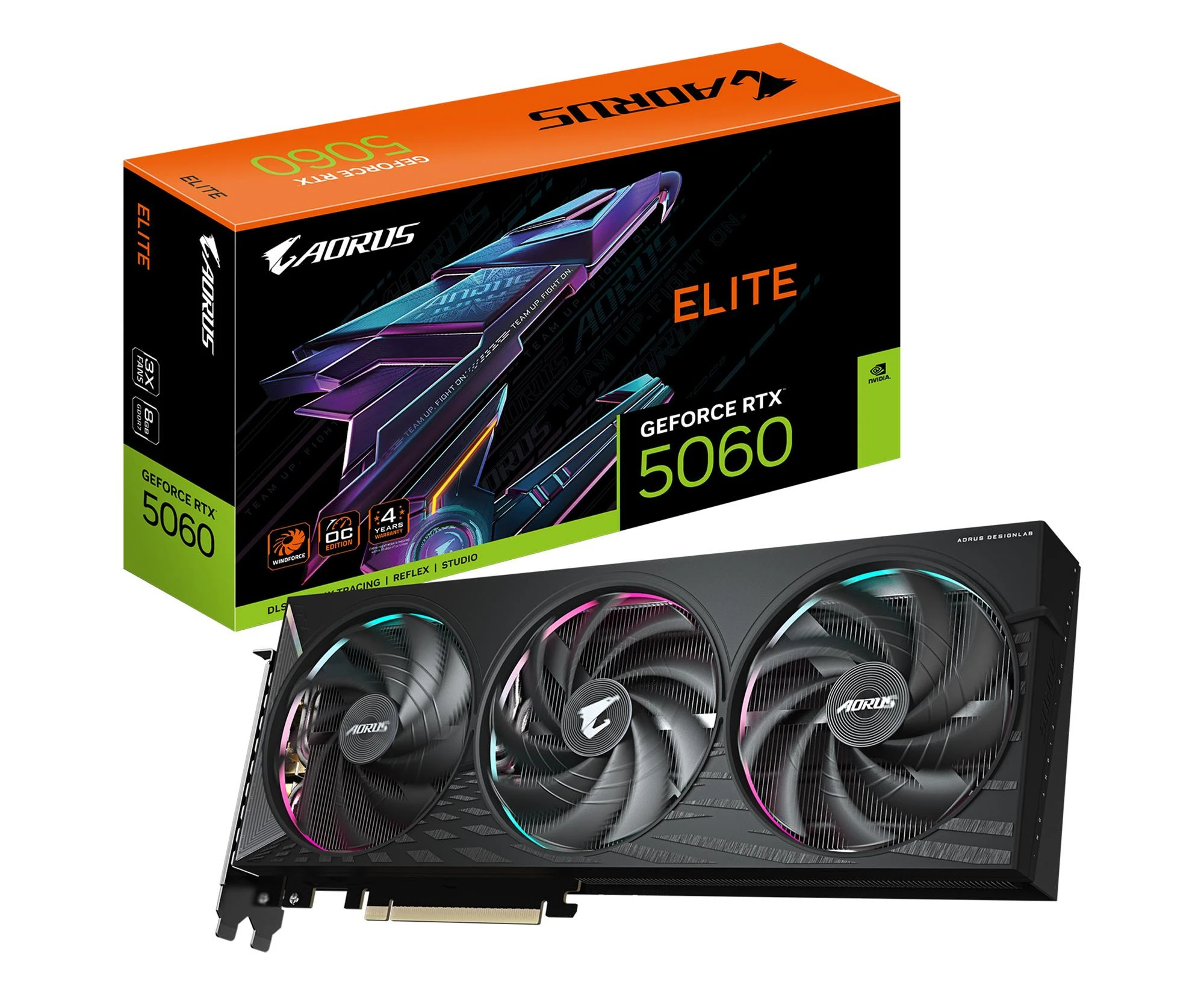 Відеокарта Gigabyte GeForce RTX 5060 AORUS Elite 8GB GDDR7 DLSS4 (GV-N5060AORUS E-8GD) EU