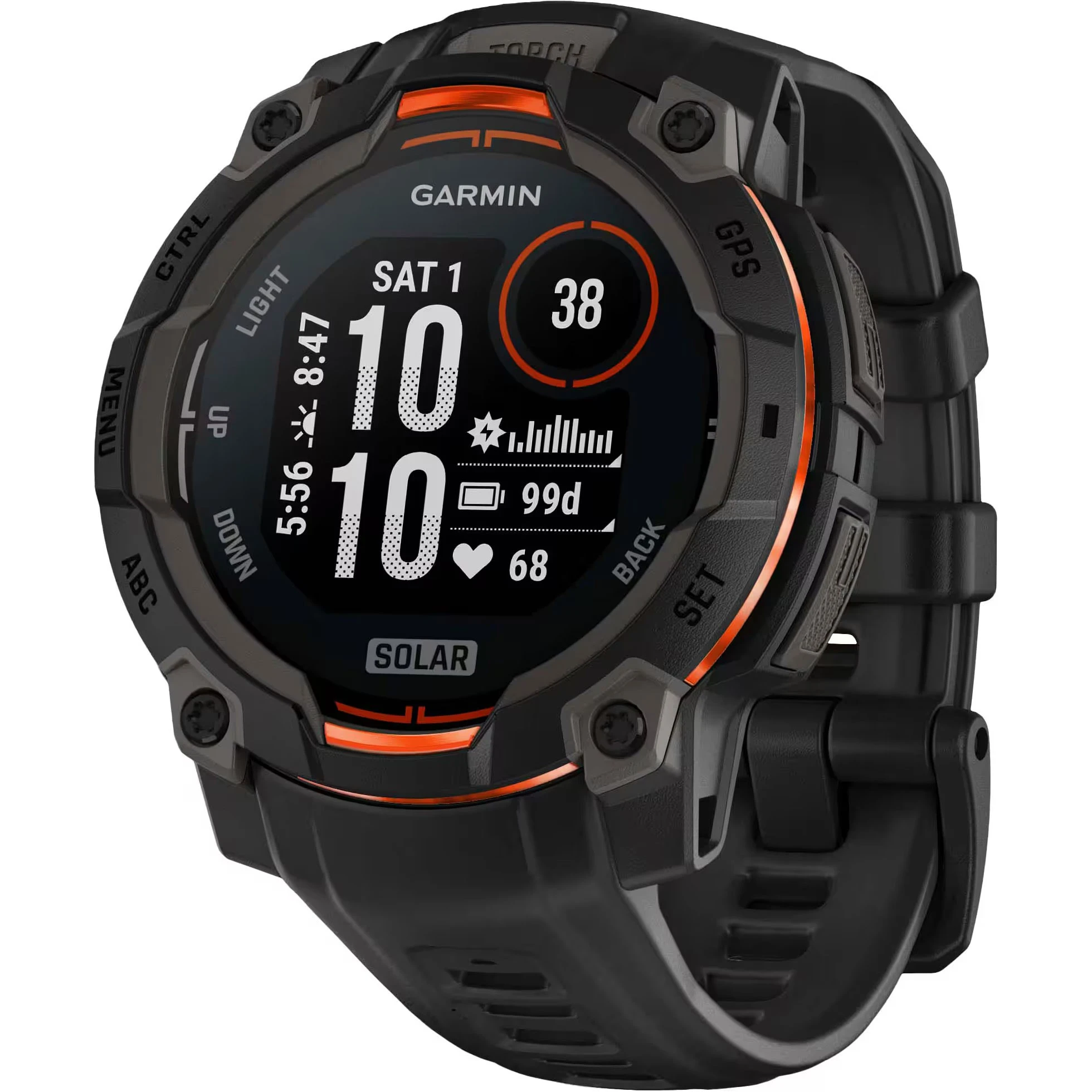 Смарт-часы Garmin Instinct 3 45mm Solar Black with Black Silicone Band (010-02934-40)