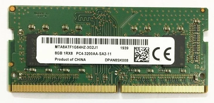 Оперативная память SO-DIMM 8GB/3200 DDR4 Micron (MTA8ATF1G64HZ-3G2R1)