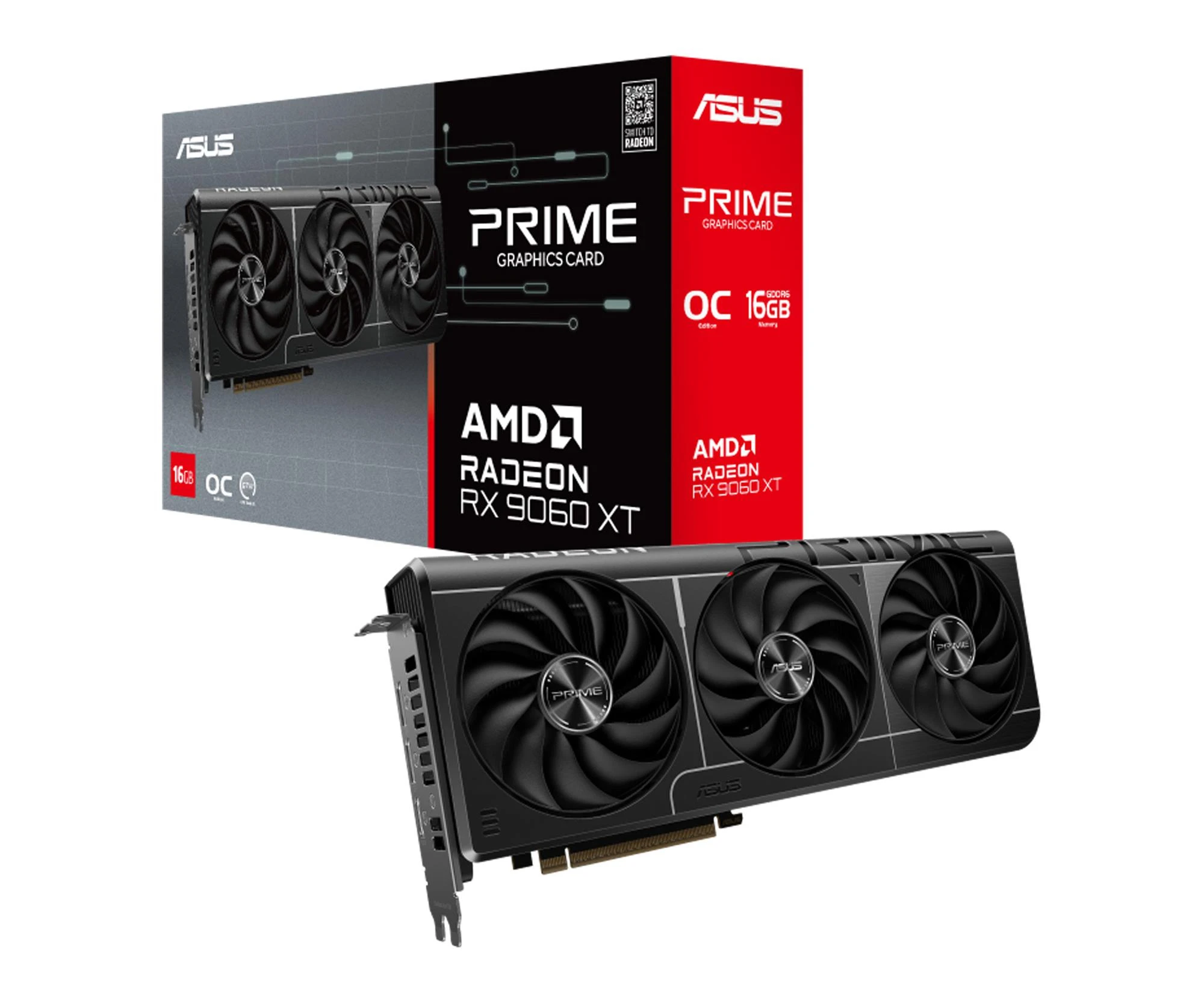 Відеокарта ASUS Radeon RX 9060 XT Prime OC 16GB GDDR6 (PRIME-RX9060XT-O16G) EU