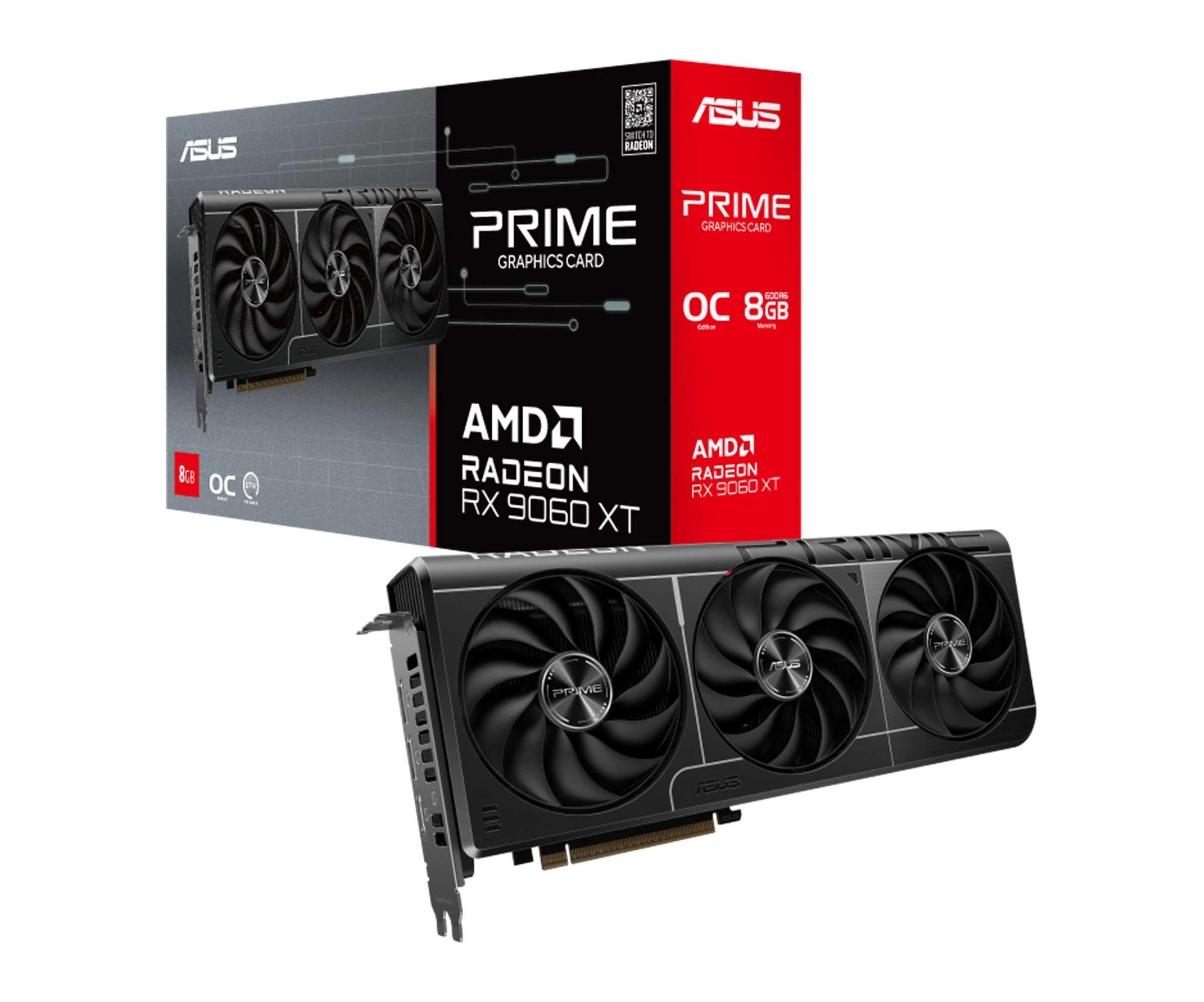 Видеокарта ASUS Radeon RX 9060 XT Prime OC 8GB GDDR6 (PRIME-RX9060XT-O8G) EU