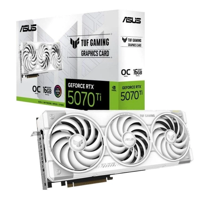 Відеокарта ASUS GeForce RTX 5070 Ti 16GB GDDR7 TUF Gaming OC White (TUF-RTX5070TI-O16G-WHITE-GAMING) (EU)